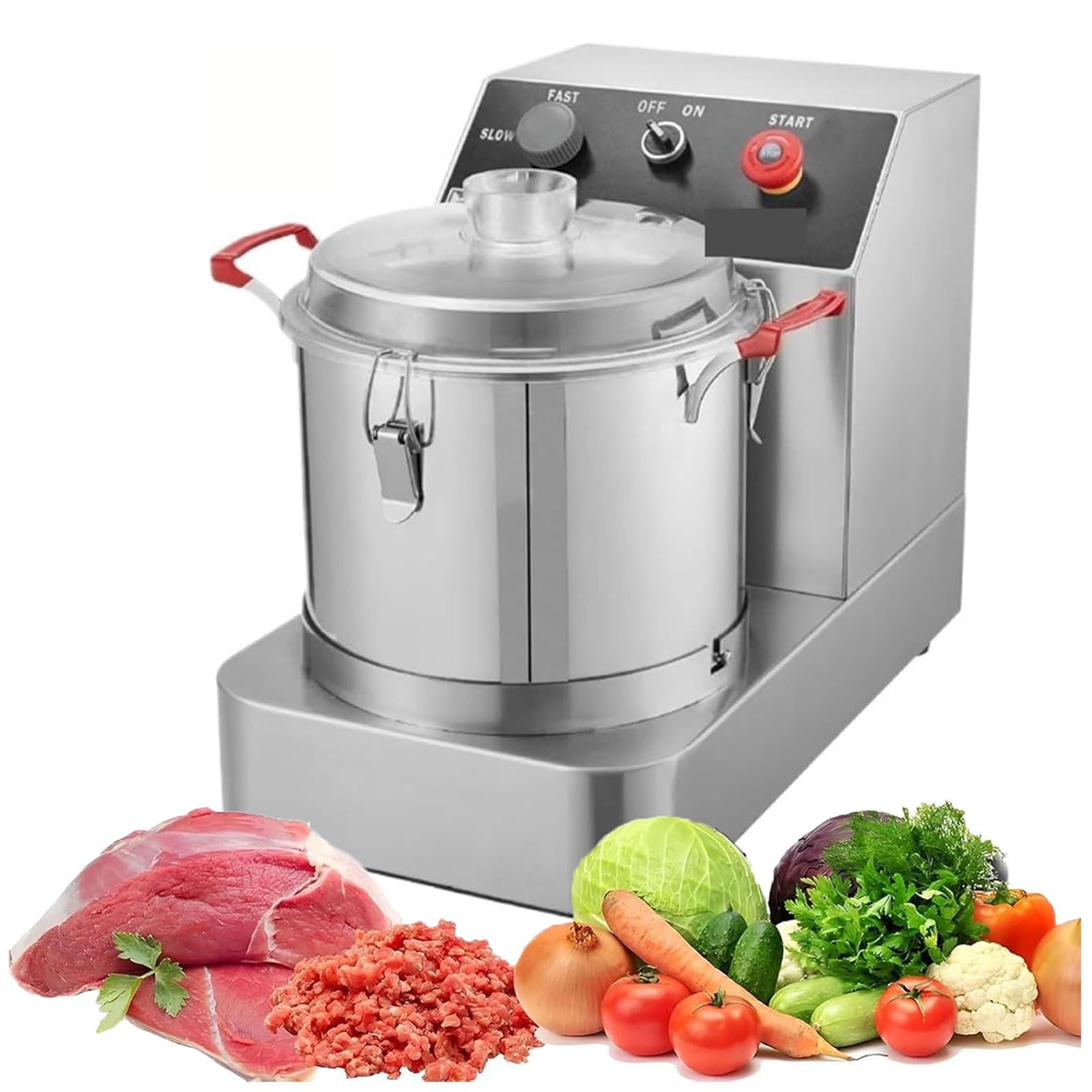 FHRKA Electric Vegetable Chopper,7L/10L/15L Stainless Steel Heavy Duty Food Processor, Multifunctional Meat Grinder & Food Chopper (15L)