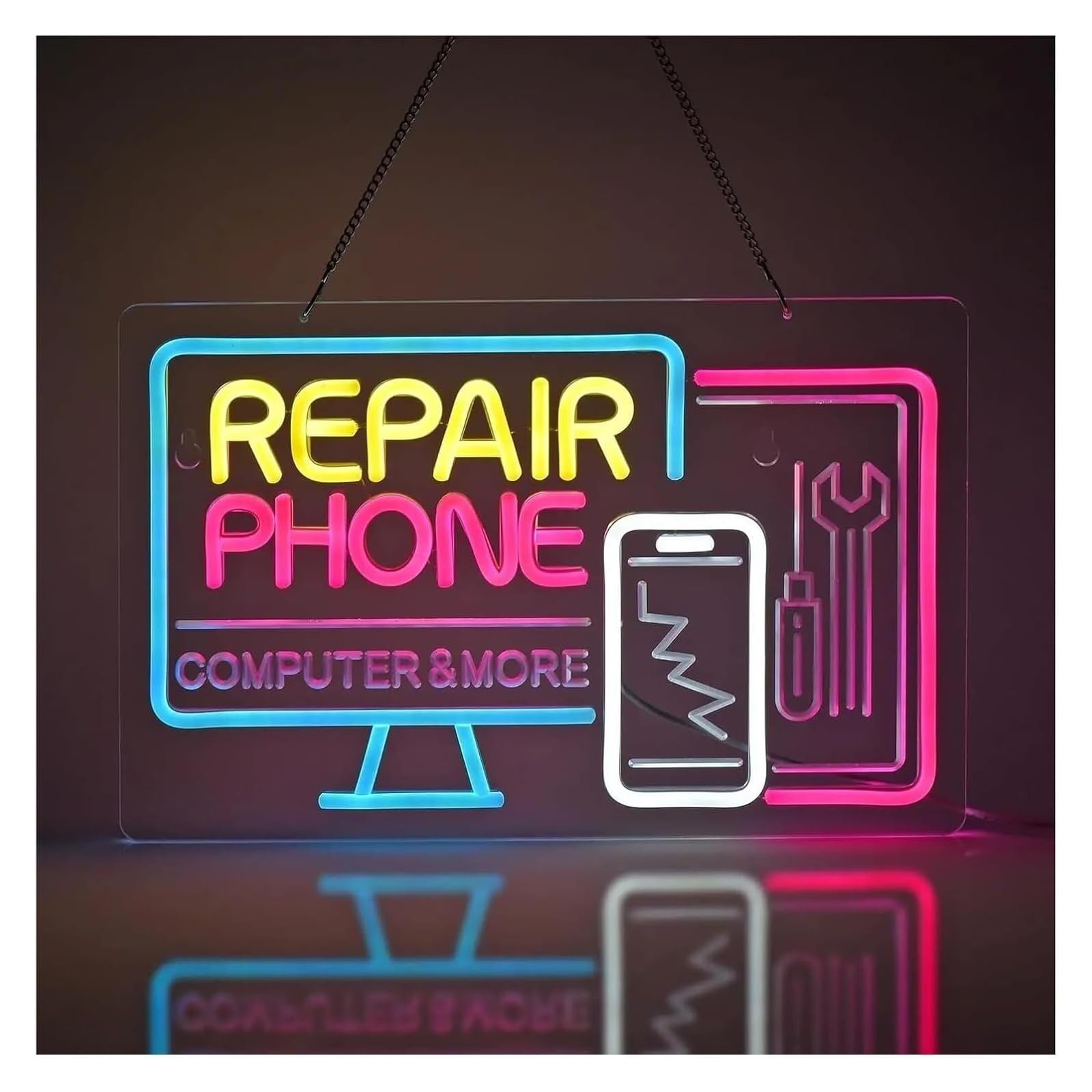 Néon réparation de téléphone portable lampe suspendue enseigne entreprise informatique