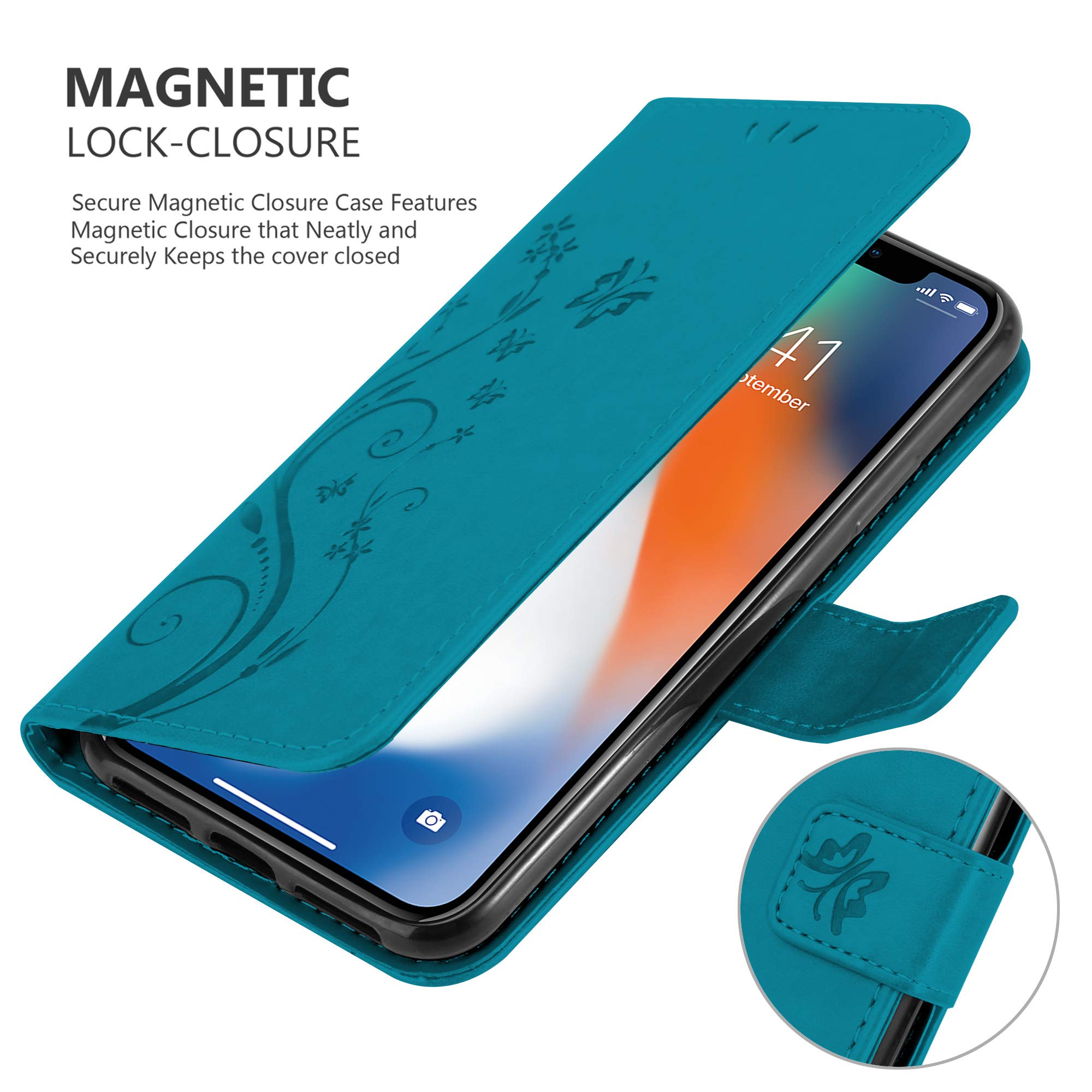 Cadorabo Blumen-Design Hülle Für Huawei P9 | Klapphülle Aus Kunstleder Mit 3 Kartenfächern & Standfunktion | Farbe: Lila