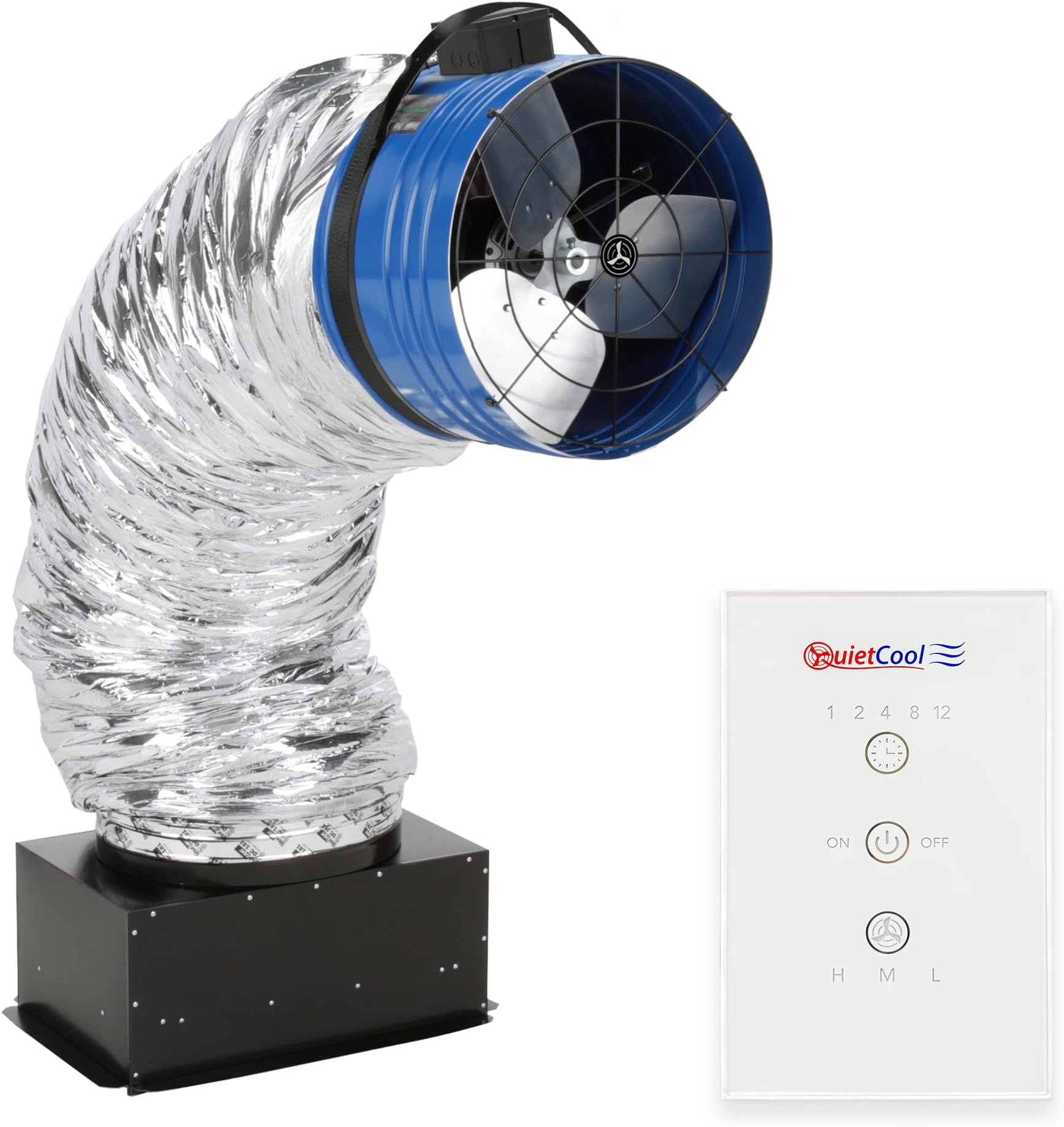 Quietcool QC CL-4700 RF Classic Advanced Whole House Fan with Wireless Control - Up to 4415 CFM - Two Speed - Covers up to 2,208 SQFT - 10 Year Warranty - Removable Grille