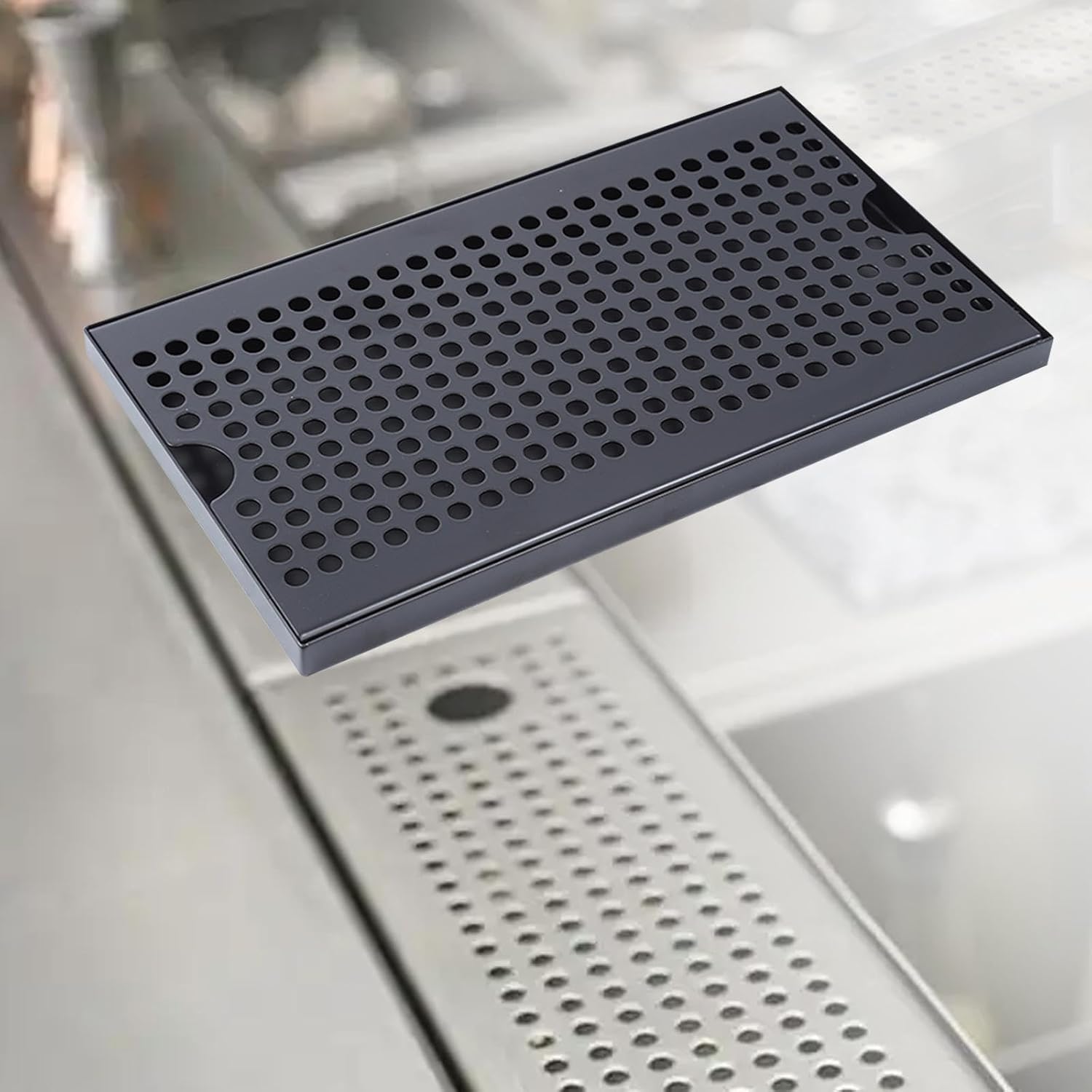 Stainless Steel Beer Keg Drip Tray with Removable Drain Plate for Kegerator Bar Espresso Machine Tea Ceremony Easy Cleaning- 30x17.5x1.5cm