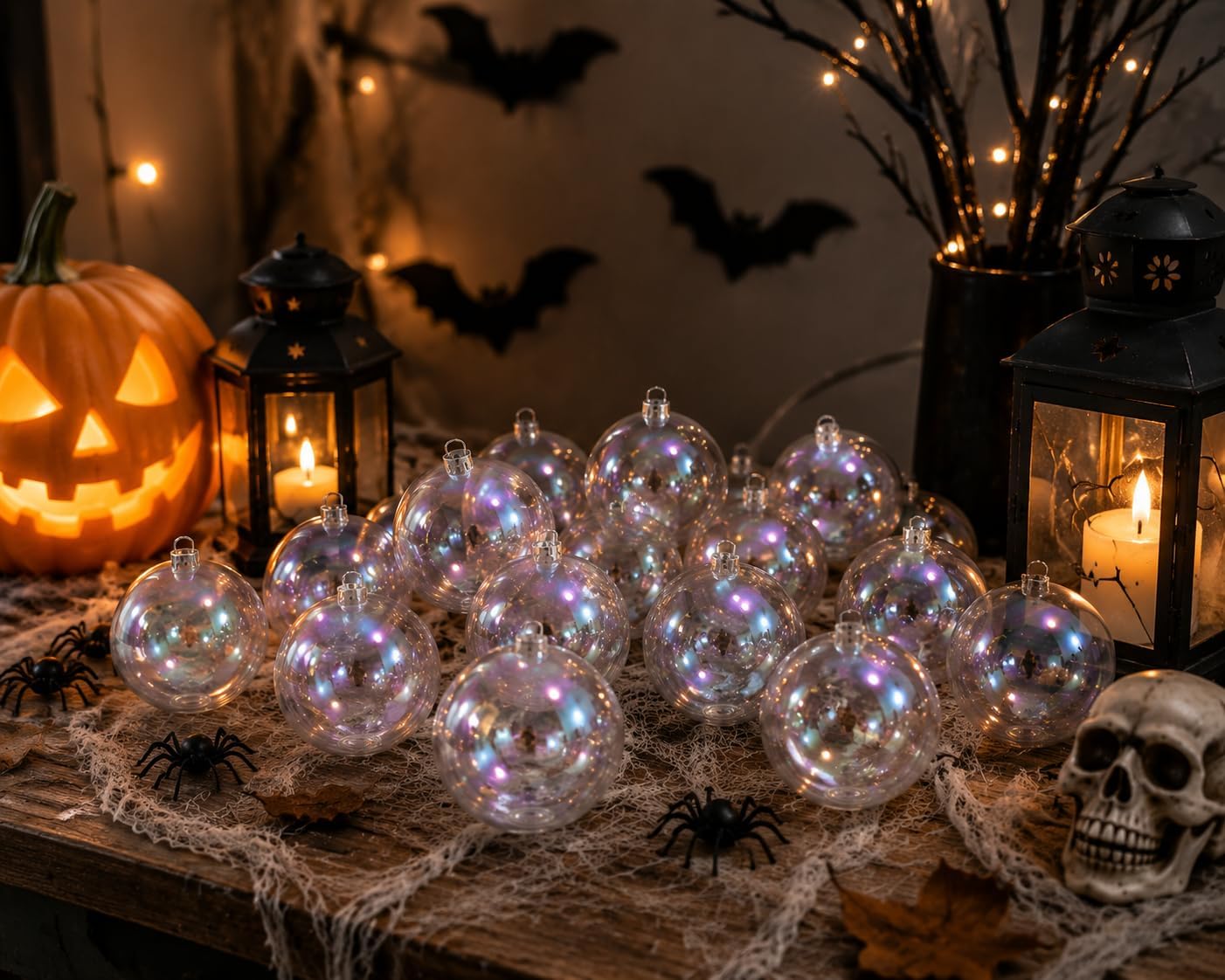 50 Pcs Iridescent Ornaments Balls Halloween for Witch Bubble Cauldron 3.15"
