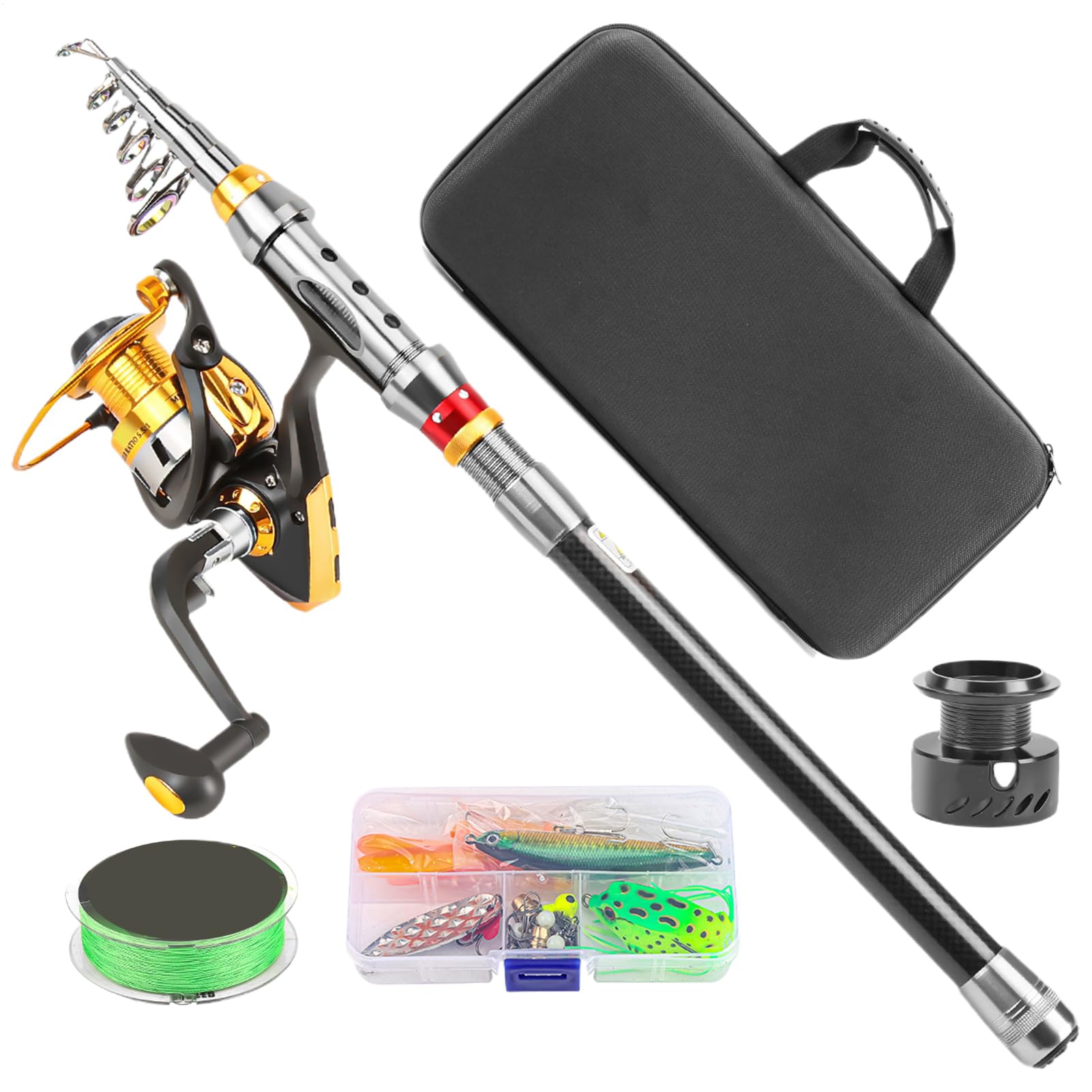 Canna da pesca combinata con mulinello, design leggero per escursioni di pesca, attrezzatura da pesca a mosca per campeggio, barca, pesca, fiume, kayak, ponte, backpacking, lago