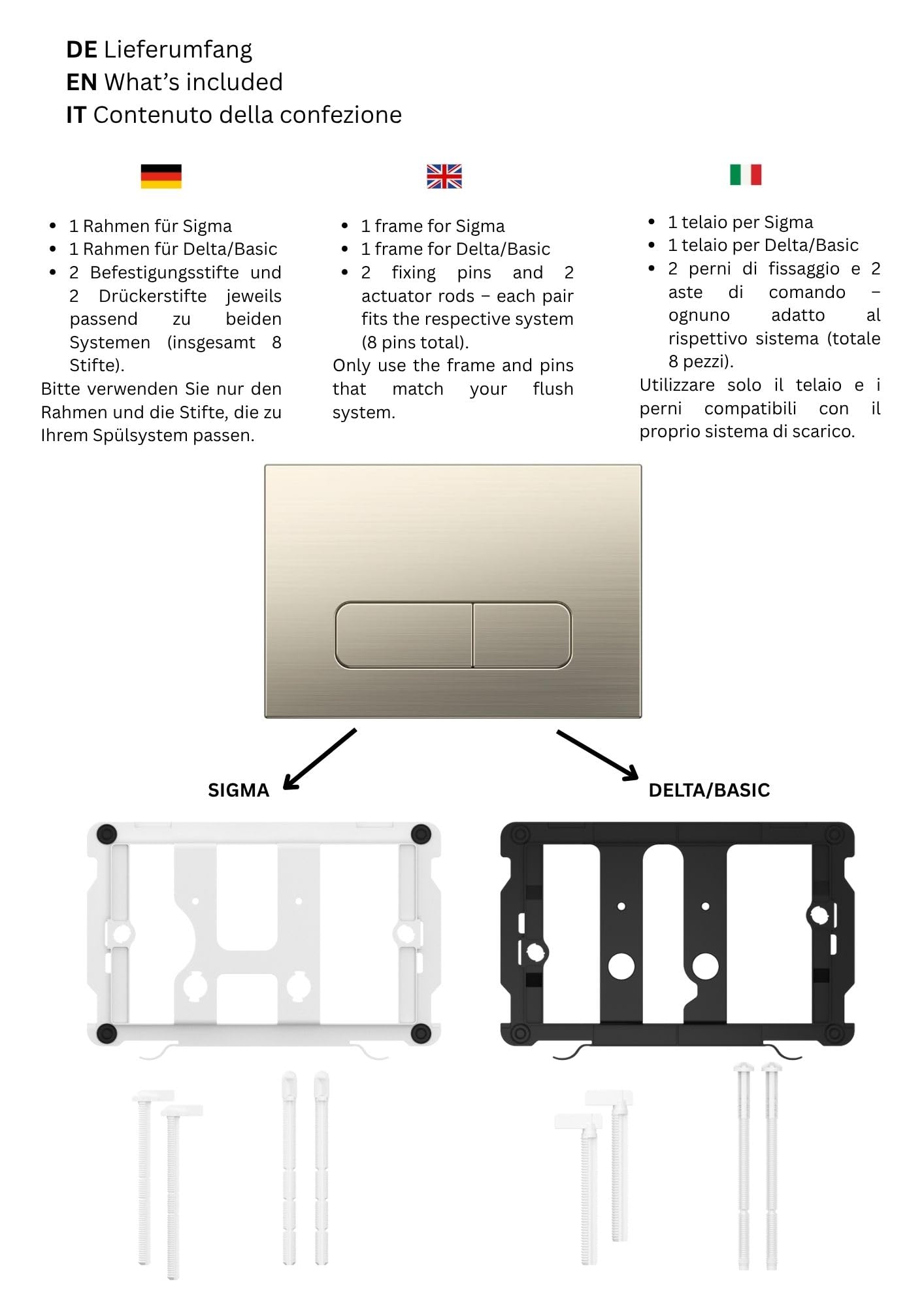 Geberit Sigma50 spoelplaat, 2 spoelen (messing/ zonder vulling Geberit Sigma50 spoelplaat, 2 spoelen (messing/ zonder vulling
