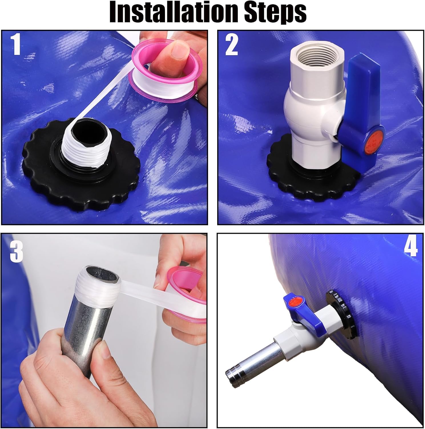 Wasserbehälter Tragbar 350L, Mobiler Outdoor-Wassersack, Wasserspeicher mit PVC Kugelhahn, Verdickt Faltbarer Tragbarer Wassertank, Anwendbar auf Flüssige Lagerung und Transport
