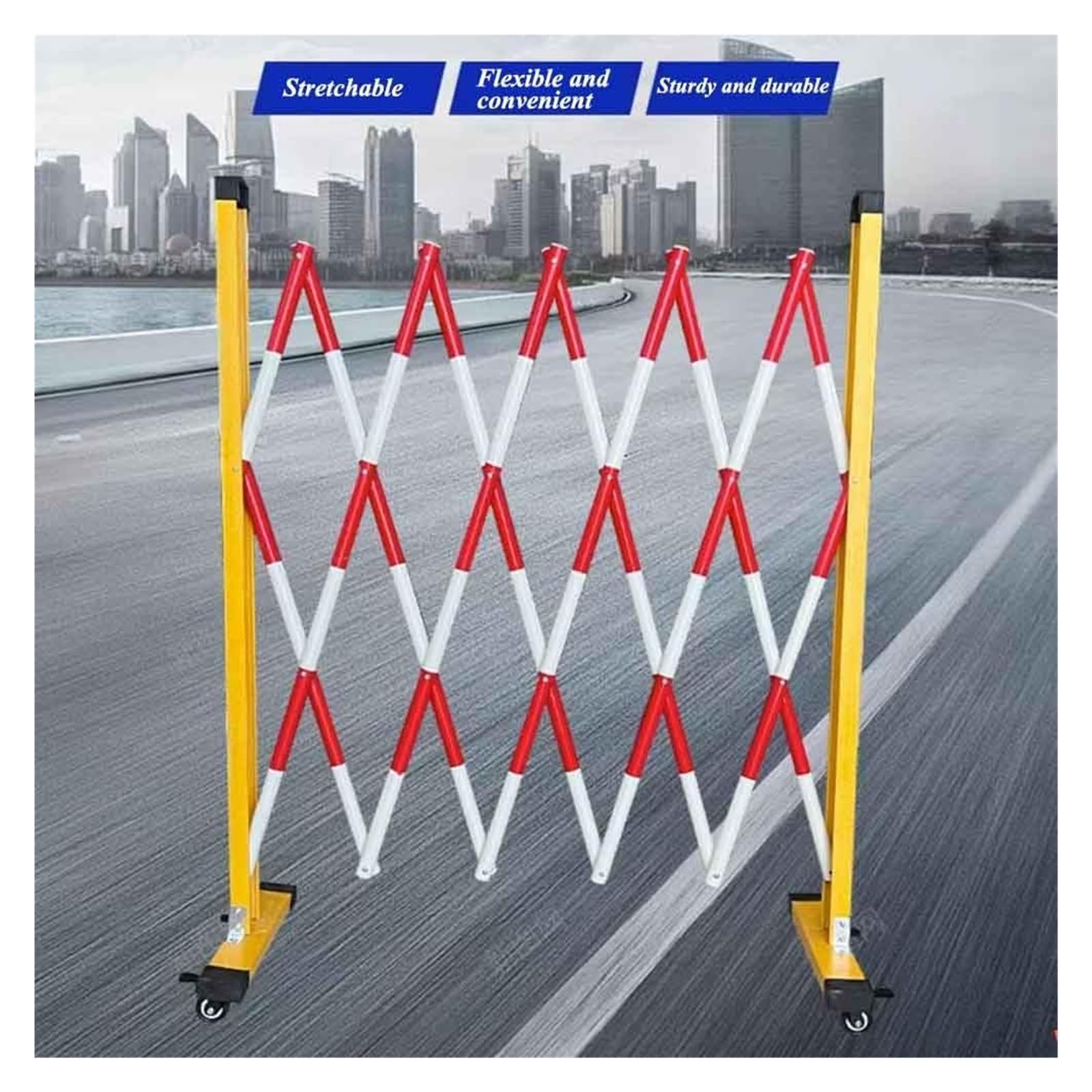 Adjuble SafeBer Rétractable Contrôle de la circulation avec roues Rouge/noir multiple (Rouge 1,2 x 7 m) et solution de contrôle de foule portable