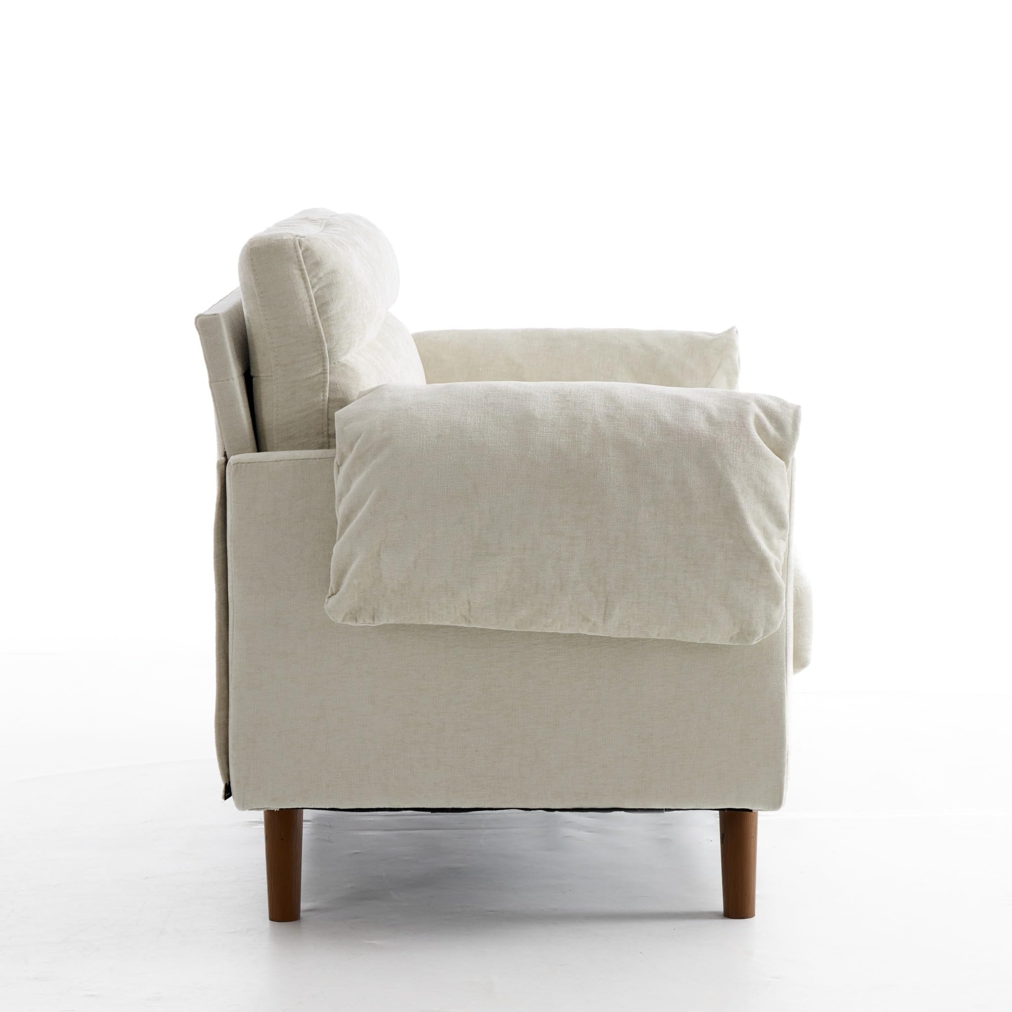 2-Sitzer Sofa Kompakt, Chenille, Gepolstert, 124cm, Wohnzimmer, Beige
