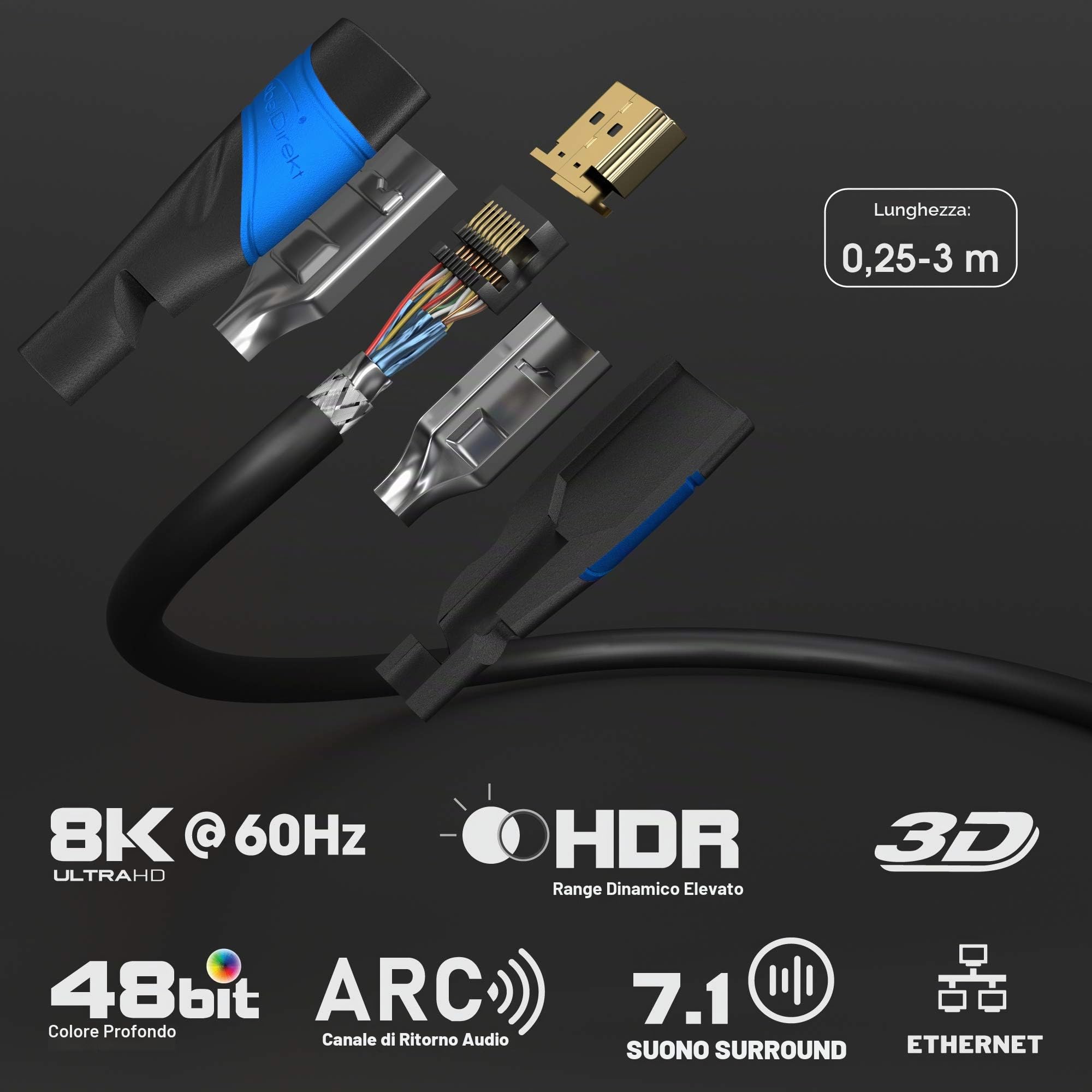 Humax 9-00142 Decoder digitale terrestre DVB-T2 HD-2022T2 Digimax T2 con telecomando 2 in 1 per controllare il TV & KabelDirekt – 0,5 m – Cavo HDMI 4K