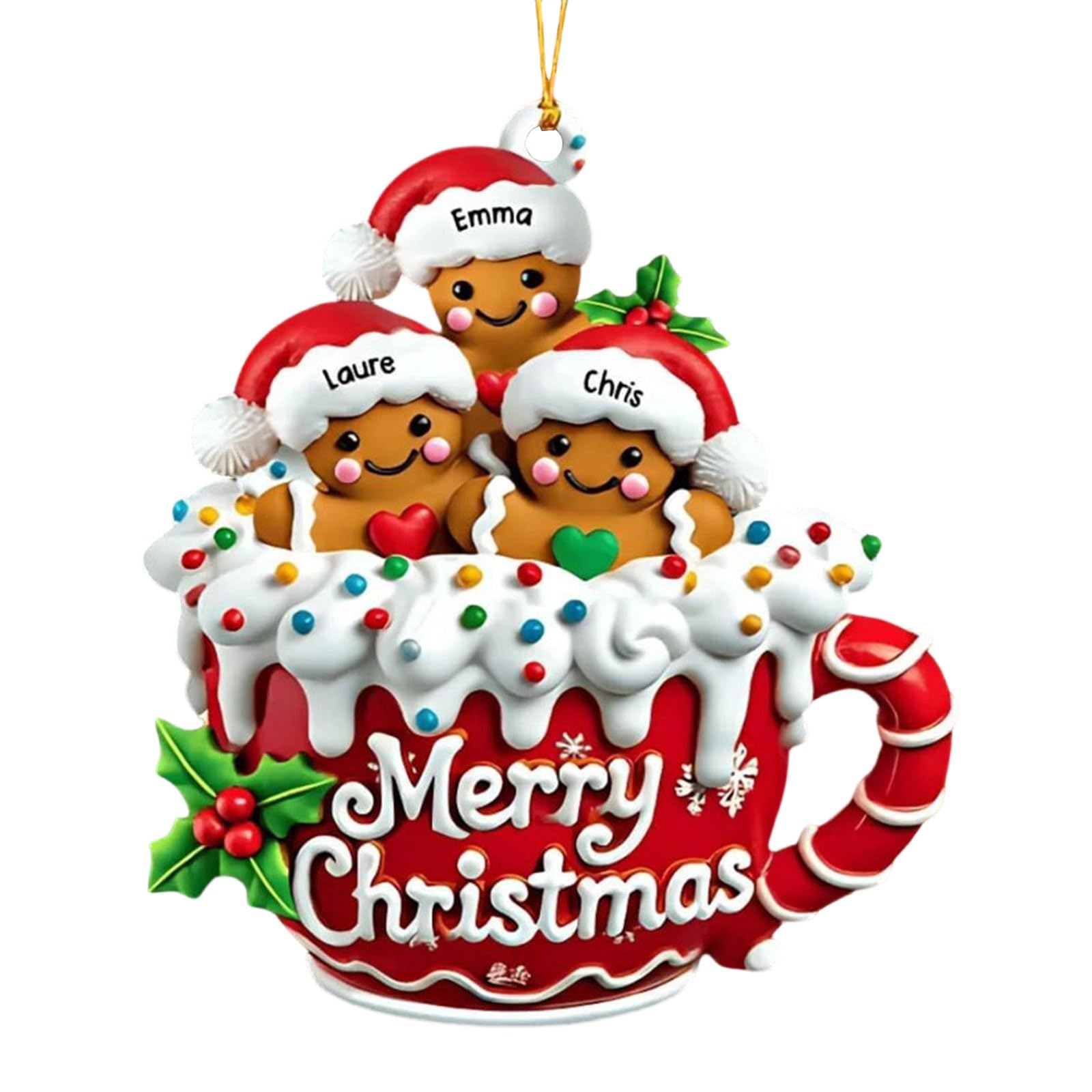 KAQNTUD Gingerbread Man Christmas Tree Decoration for Indoor and Outdoor Use, Shatterproof Acrylic Gingerbread Ornament for Mantles, Home Office, Gingerbread Man, Christmas Tree Hanging Decoration