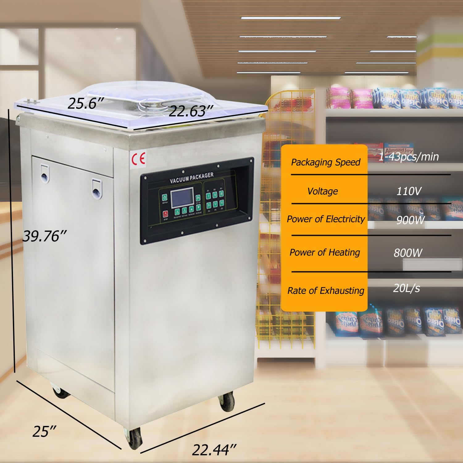 Single Chamber Vacuum Packaging Sealing Machine Commercial Stainless Steel Vacuum Sealer for Liquid-Rich Foods