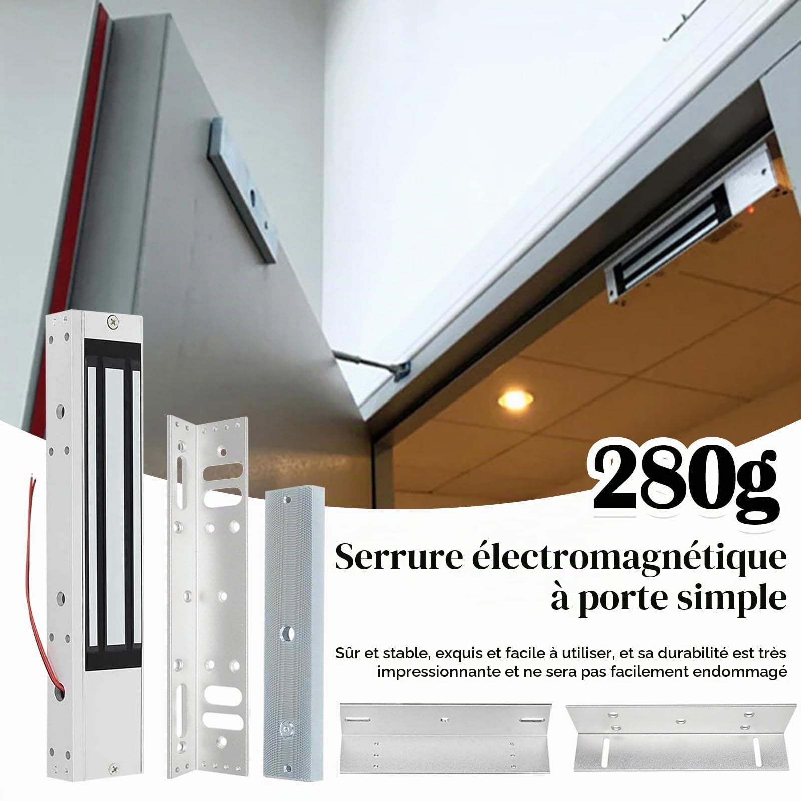 Serrure Magnétique ÉLectrique Dc 12 V 280 Kg, Force De Maintien De 600 Lb, Pour Système De Contrôle D'Accès De Porte Contrôleur Hôte EntréE De Porte Mode Nc Pour SystèMe De Sécurité Domestique