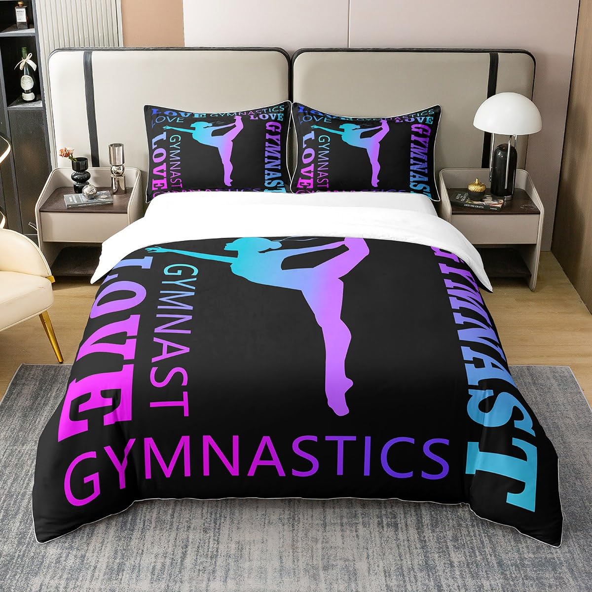 Housse de couette gymnastique 200x200 parure de lit coton