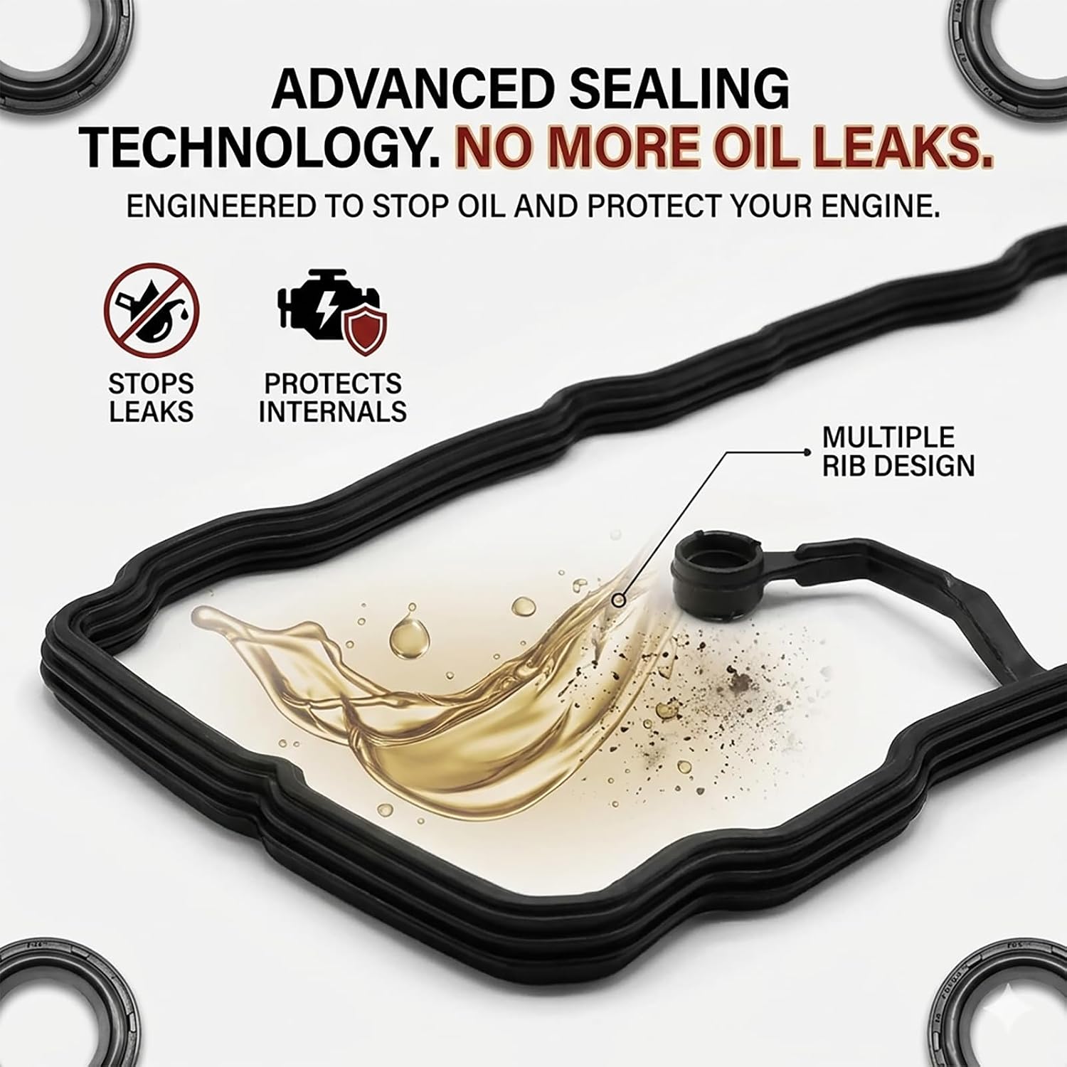 Valve Cover Gasket Set VS50824R 22441-2E000 Compatible with Hyundai Elantra Tucson Sonata, Compatible with Kia Forte Soul Optima 8L 2.0L 2011-2019, Replace # 22443-2E000- with Spark Plug Tube Seals