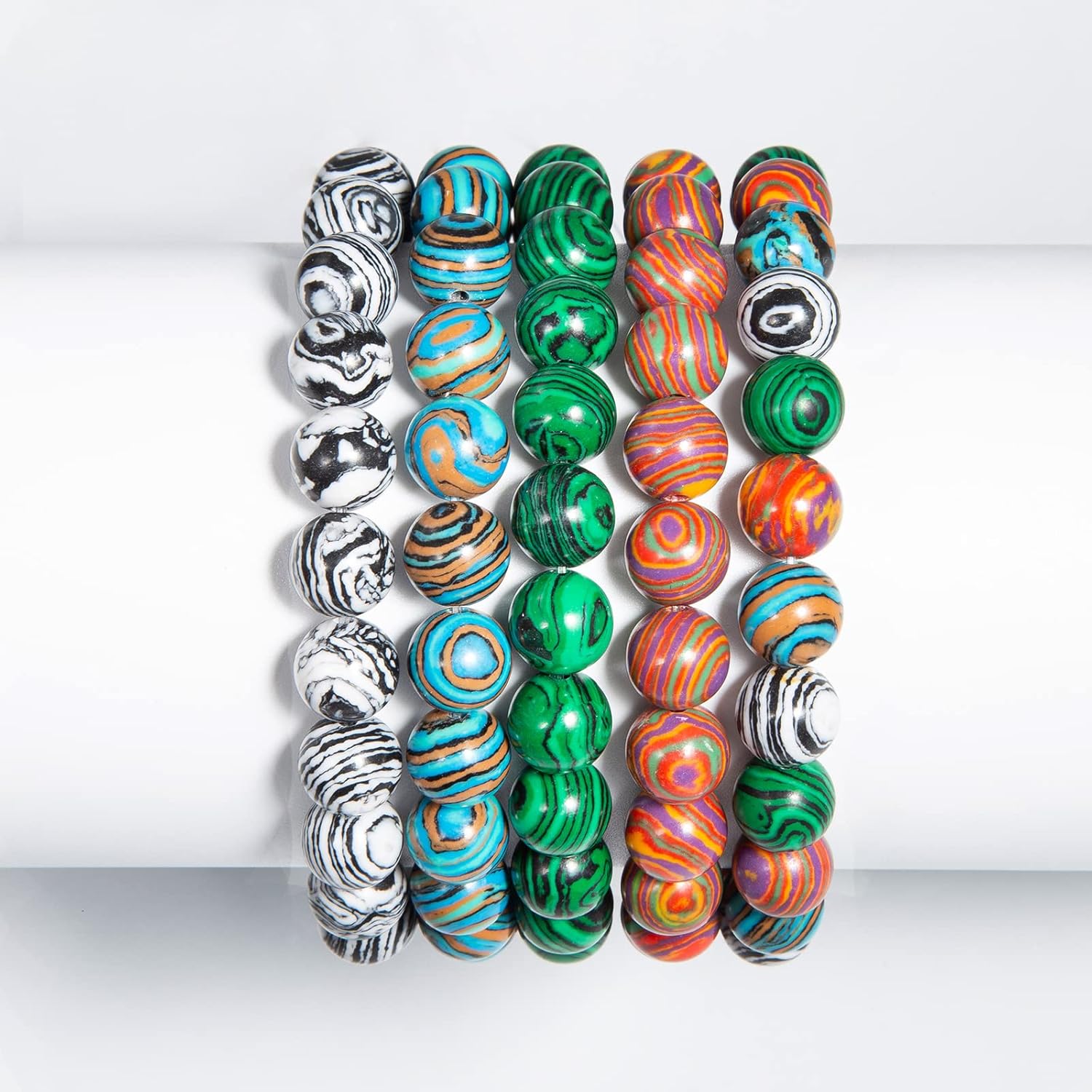 Natural Stone Beads, Beads for Bracelets Making, Bracelet Making Kit Beads, Malachite Beads for Jewelry Making, Crafting to Relieve Anxiety (8mm 190pcs) 190pcs 8mm Glass Beads