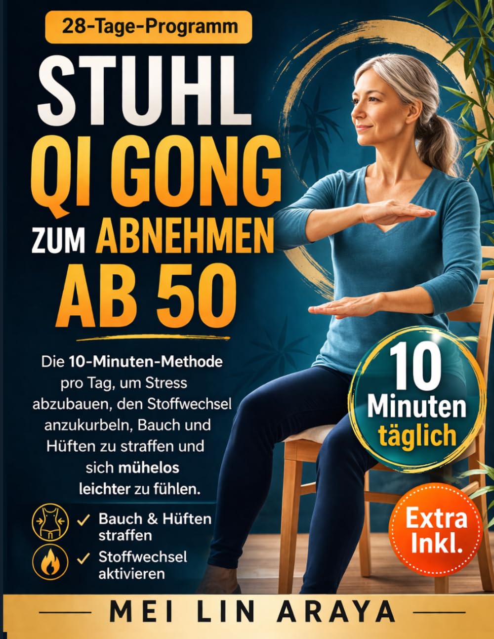 Stuhl Qi Gong zum Abnehmen ab 50: Die 10 Minuten Methode pro Tag, um Stress abzubauen, den Stoffwechsel anzukurbeln, Bauch und Hüften zu straffen und sich mühelos leichter zu fühlen. 28-Tage-Programm