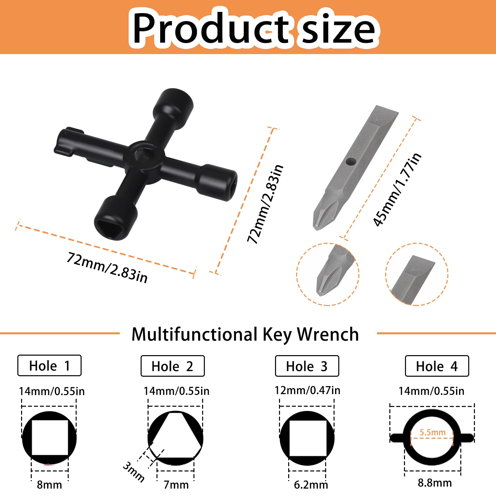 Universal-Kreuzschlüssel (4-Wege) Aus Metall – Für Schaltschränke, Wasserzähler, Aufzug & Mehr – 2-teiliges Set