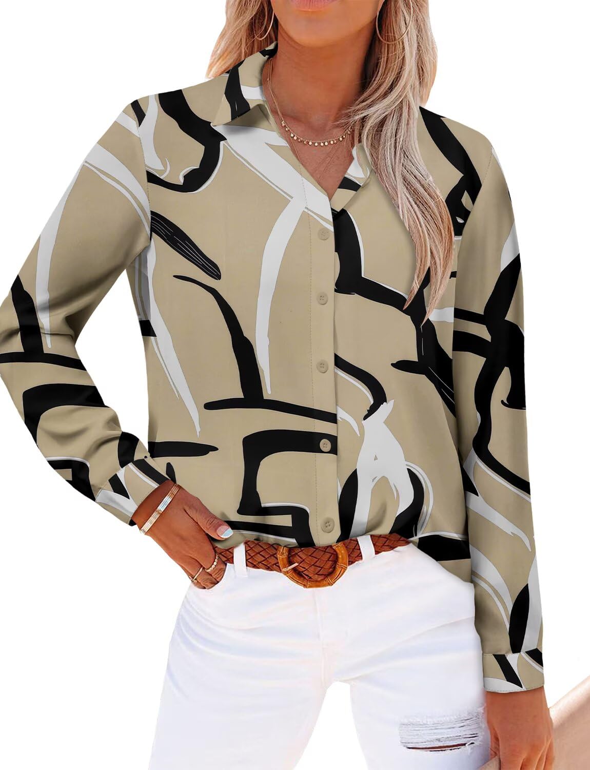 Magritta Women's Shirts Fashion Long Sleeve Tops Button Down Blouses