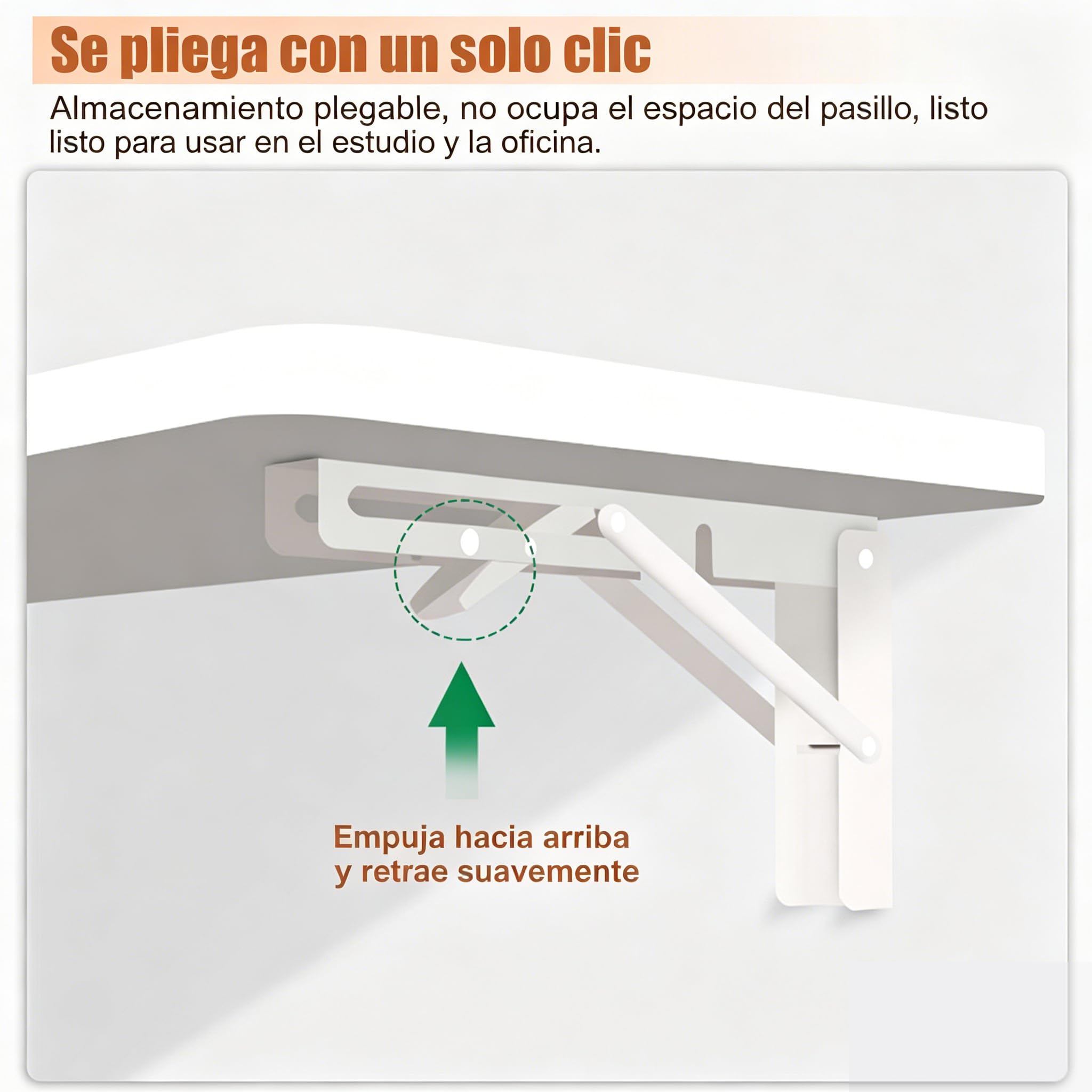 Mesa Plegable de Pared 80 x 40 cm, Mesa Abatible Multifuncional para Cocina, Comedor y Estudio, Escritorio Flotante Ahorrador de Espacio, Blanco