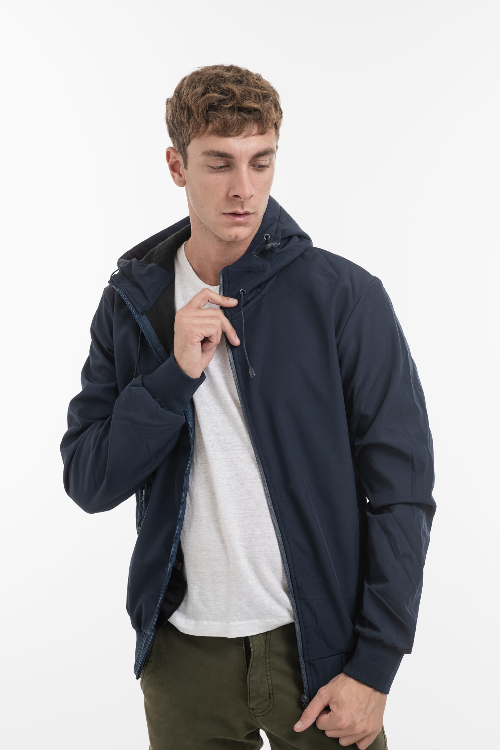 TONY BACKER Giacca Jacket Uomo In Softshell Impermeabile Antivento con Cappuccio Giubbotto Caldo Per Trekking Casual 6860