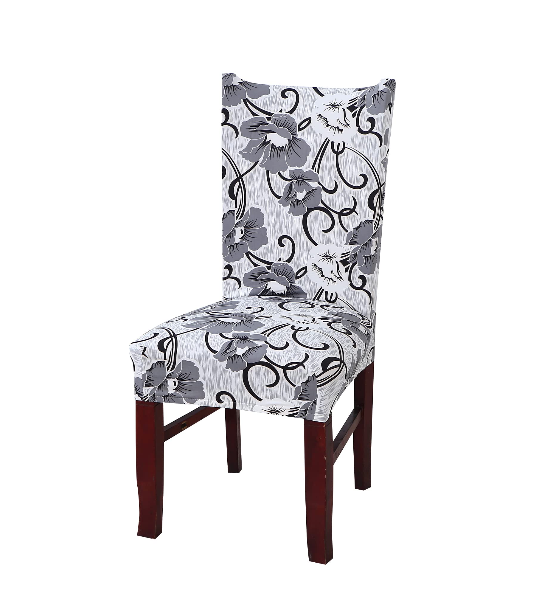 House of Quirk Elastic Chair Cover Stretch Removable Washable Short Dining Chair Cover Protector Seat Slipcover (Pack of 1, White/Grey Flower) (B0BQ31NQXQ) Amazon Price History, Amazon Price Tracker