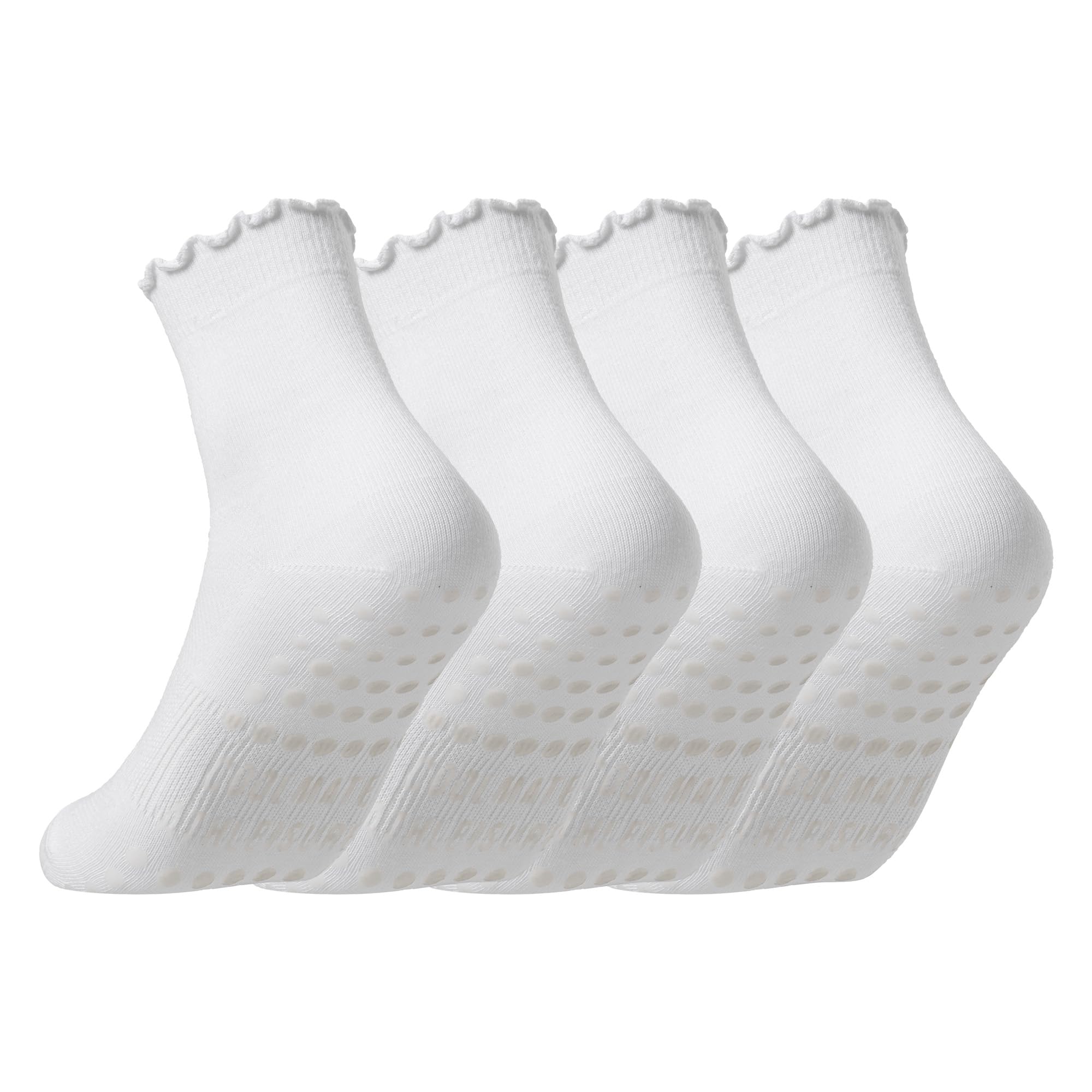 CoolMate Pilates Socks - Non Slip Grip Socks for Women, Ruffle, Crew