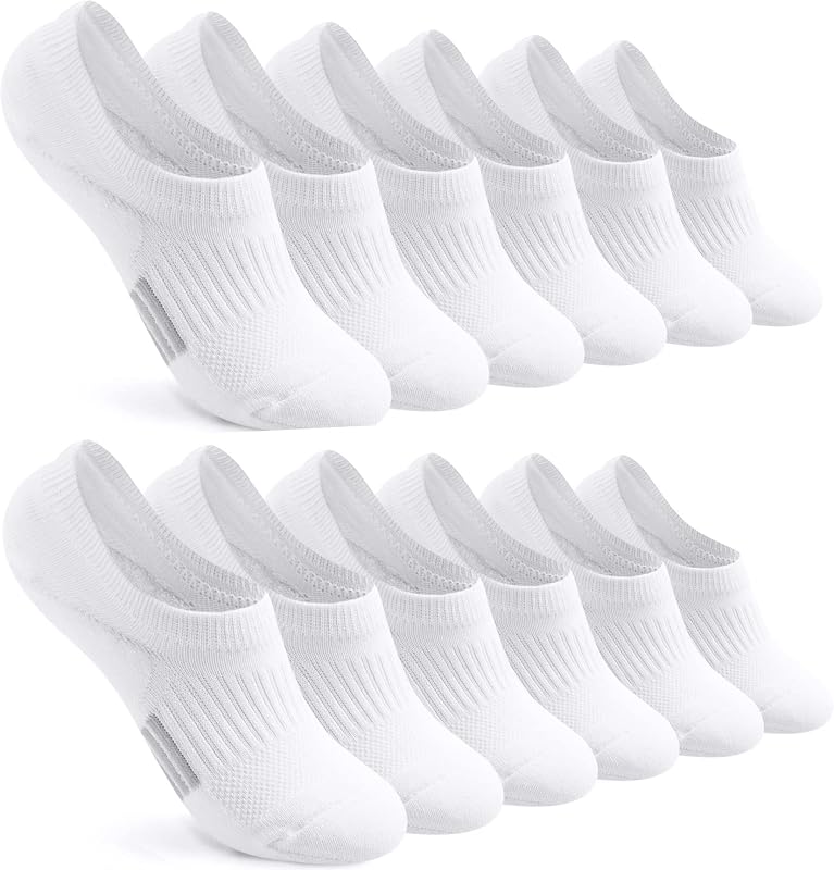 No Show Socks Womens Cushioned Low Cut Invisible Ankle Socks 6 Pairs | Cotton Thick Cushioned, Invisible No See,Running Athletic Gym Tennis,Flat Loafer,Short, White Black Nude, Size 6-8/9-11
