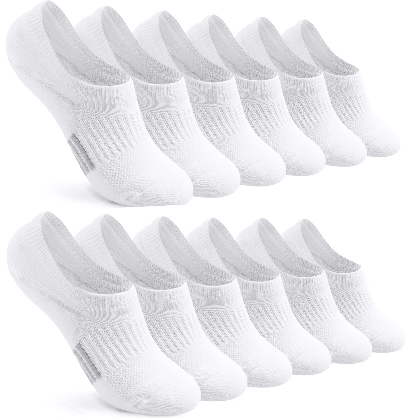 FAYBOX No Show Socks Womens Cushioned Low Cut Invisible Footies for Running Athletic Gym Ankle Socks 6 Pairs