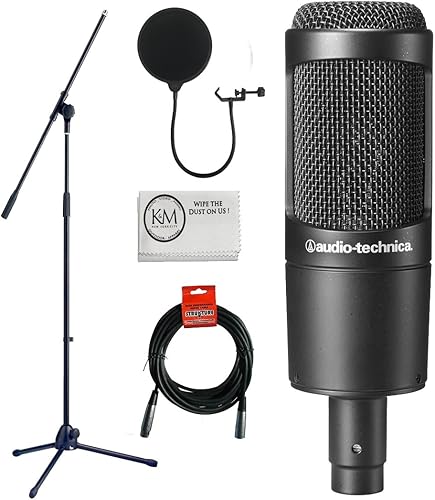 Miniatura 17 de Audio-Technica AT4040 juego de micrófono condensador cardioide con trípode de brazo articulado, filtro Pop, cable XLR y paño de pulido Austin Bazaar