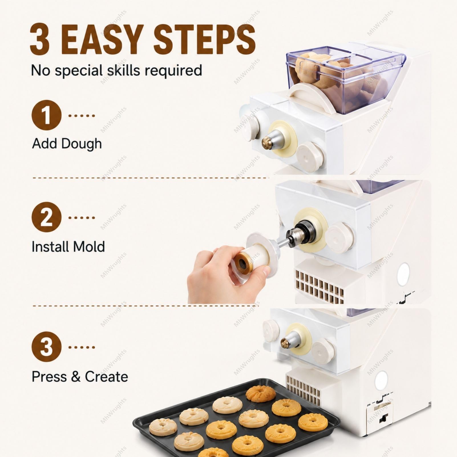 Macchina automatica per la preparazione di biscotti, 180 W, con ugelli intercambiabili, per modellare biscotti creativi per la cottura domestica, cucine e studi di cottura