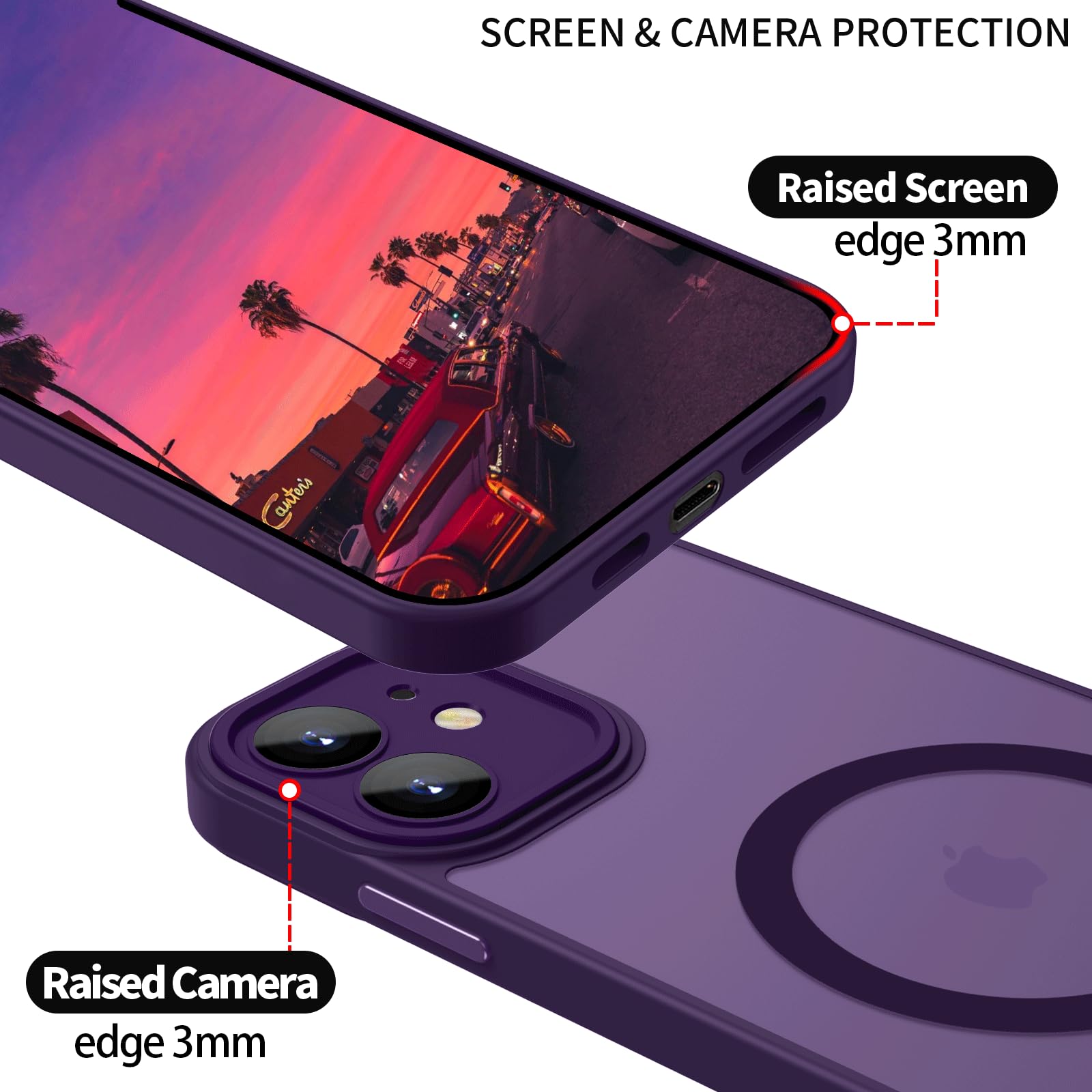 Custodia Per IPhone 11 Con Supporto Magnetico MagSafe – Morbida TPU Glitterata Viola Scuro, Con Cordino, Antiurto - 2