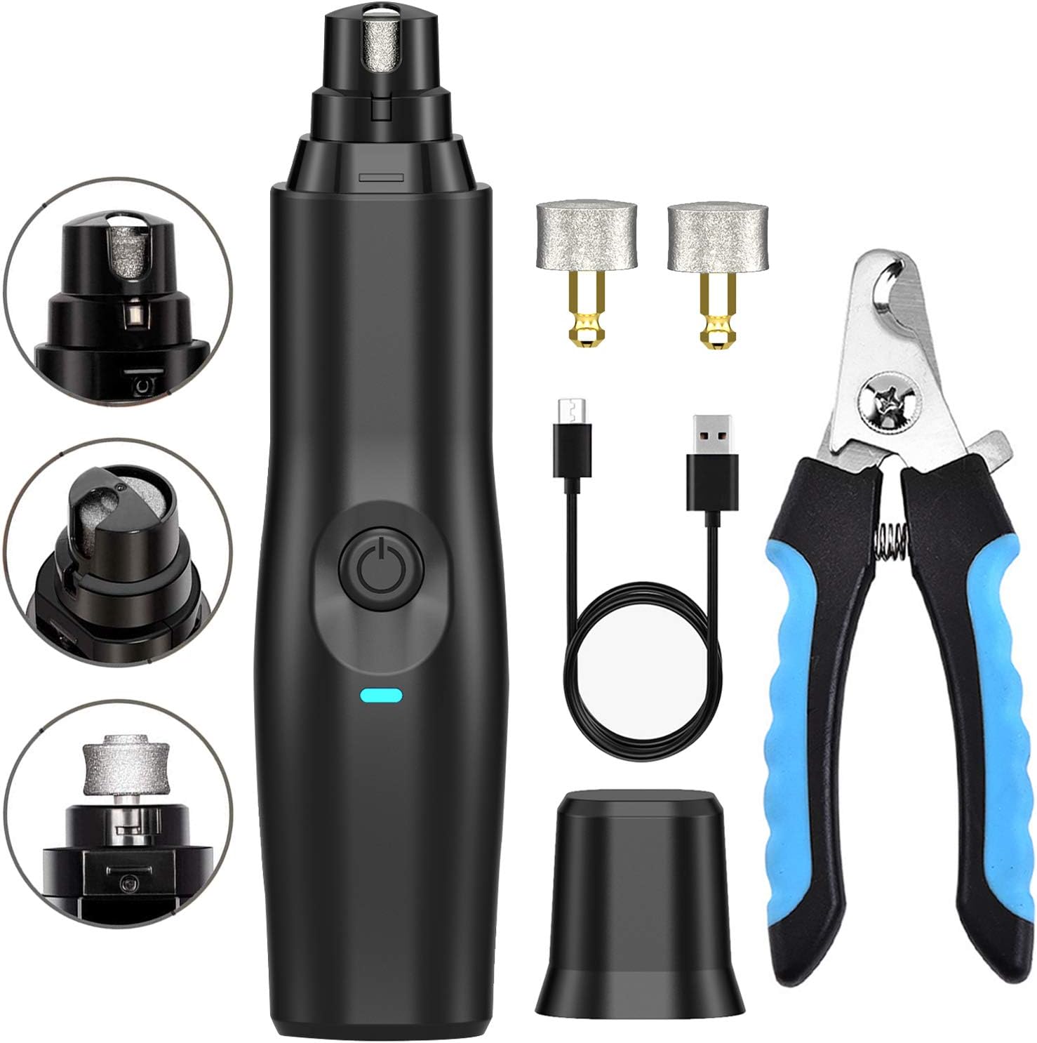 MenKouTA Dog Nail Grinder Upgraded Professional 2-Speed Rechargeable Electric Pet Nail Trimmer Painless Paws Grooming & Smoothing for…