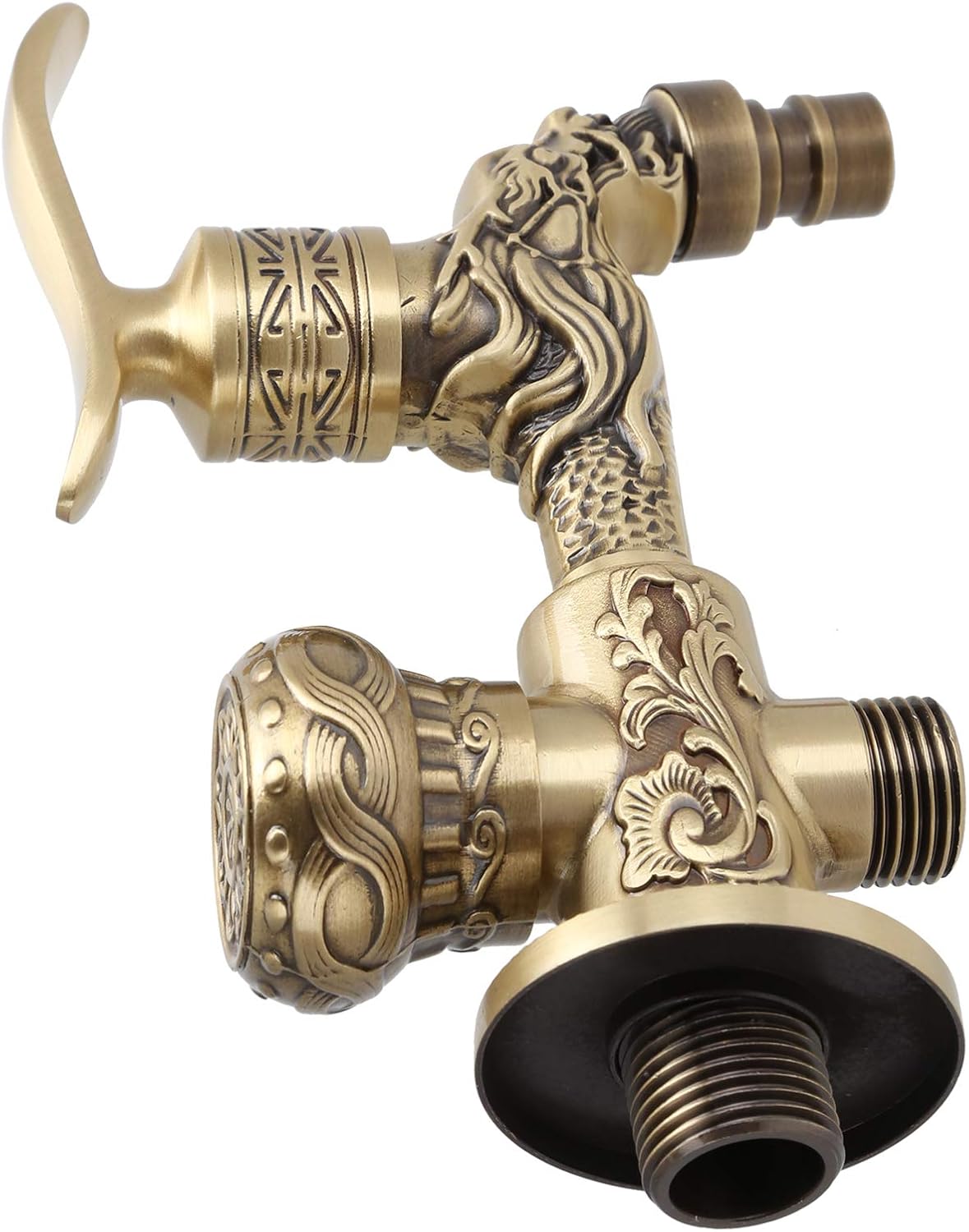 YWBL-WH G1/2 Wall Mounted Washing Machine Faucet, Brass Retro Hot Cold Water Tap with Ergonomic Handle, for Bathroom Supplies and Car Wash Sprayer