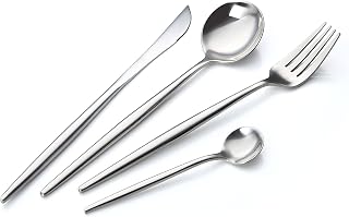 Modern Adaline Silverware Royal Cutlery Set By Bruntmor - 16 Piece Flatware Set - Service For 4-18/10 Stainless Steel - Shiny Finish
