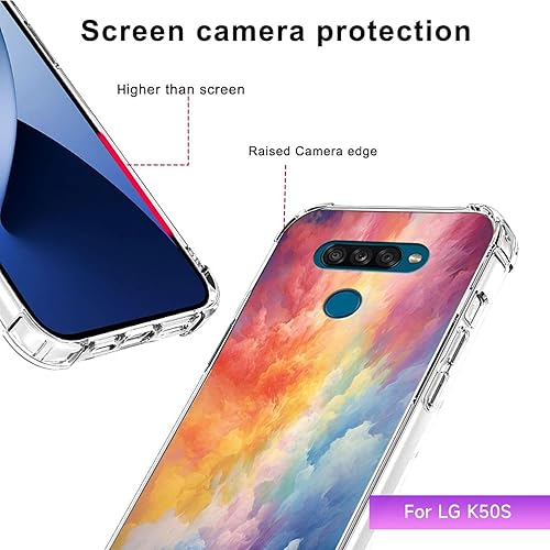 Miniatura 6 de DAFEI Funda transparente para LG K50S con estampado Rainbow Cloud-aa165 con bolsa de aire transparente de cuatro esquinas reforzada antiarañazos y a