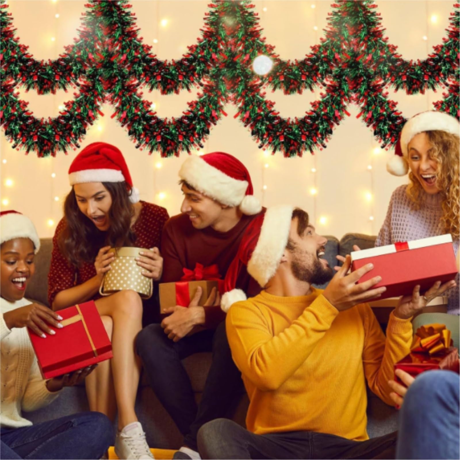 Deko Für Innen Außen Weihnachts-Lametta-Girlande for Heimdekorationen, Kranz, Hochzeitsfeier, 2 M Balkon Treppengeländer(12pcs)