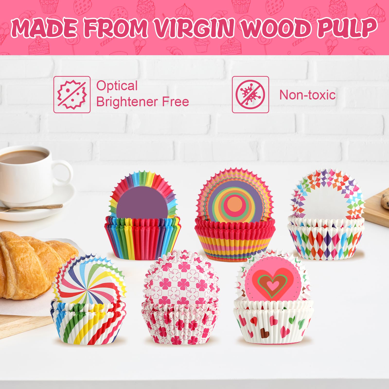 300 Pirottini Di Carta Per Mini Muffin: Design Gradiente, Qualità Alimentare Per Cupcake E Dolcetti - 5