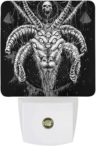 Baphomet Satan Goat Night Light Plug Into Wall LED Nightlight with Dusk to Dawn Sensor for Bedroom Kitchen