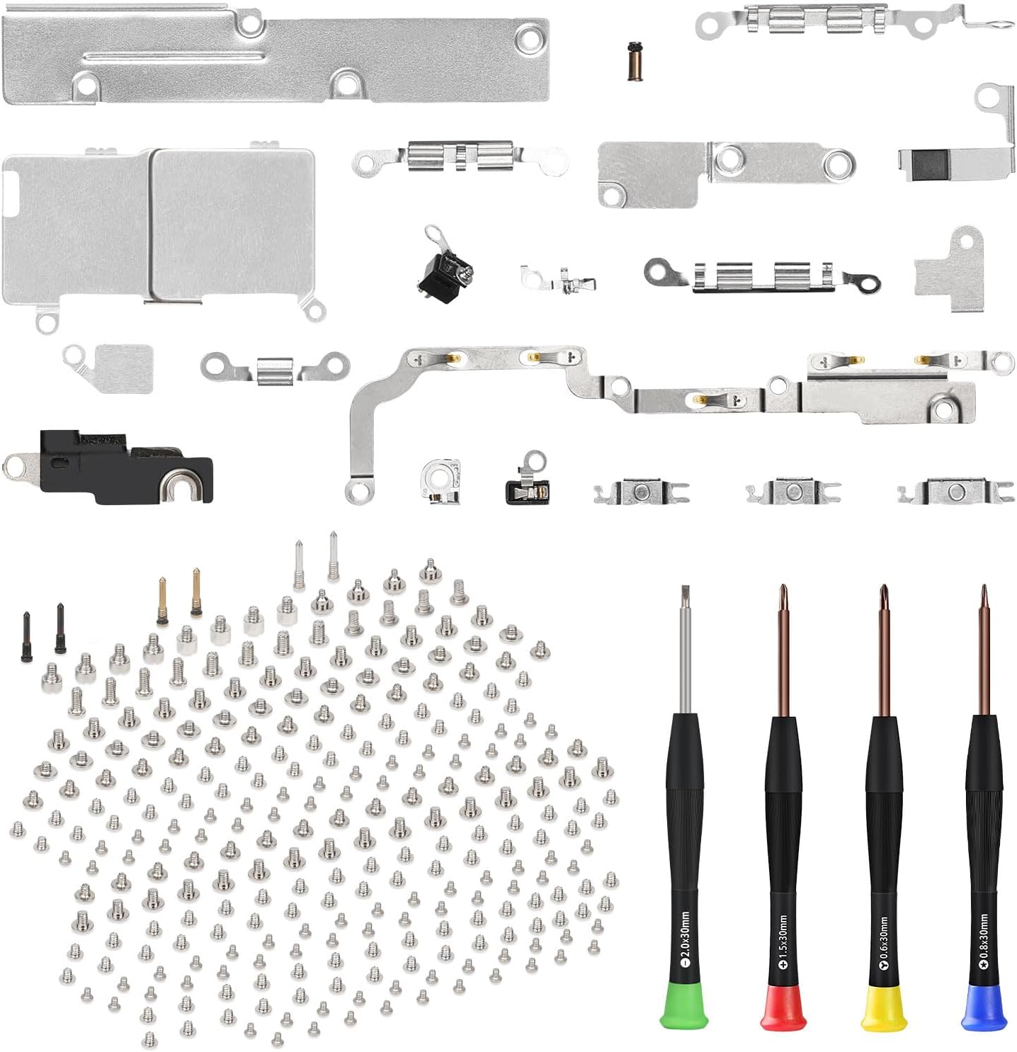 Inner Complete Screws Set and Full Internal Metal Bracket Kit Replacement for iPhone Xs MAX Plate Cover Bottom Small Screw Parts with Repair Tools Screwdriver for XSMAX