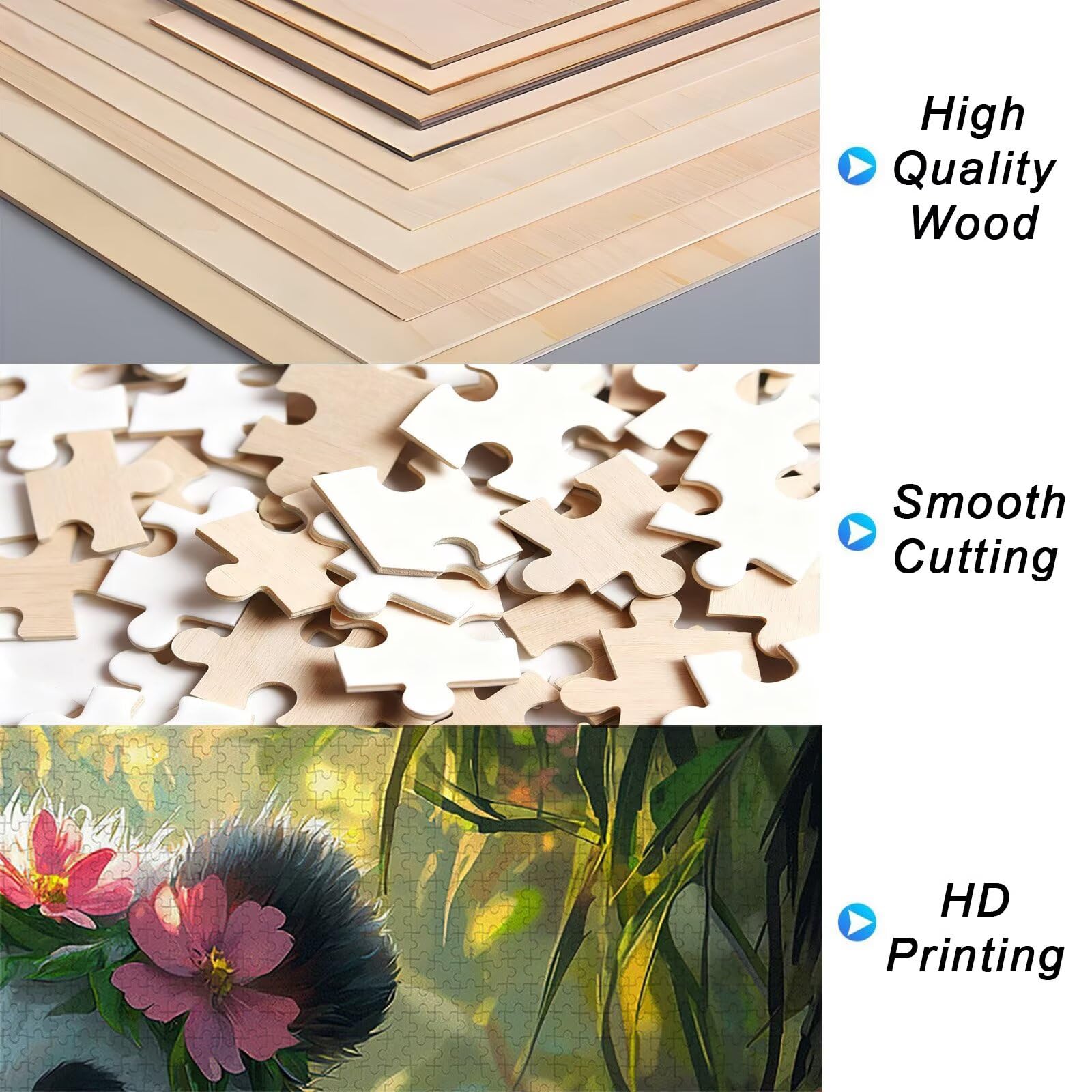 Puzzle 3000 Piezas, Puzzle Panda con Caja para Adultos, Animales Rompecabezas Madera, Rompecabezas Desafiante para Toda la Familia, Puzzles para Decoracion Hogar, Regalo Mujer, Regalo Hombres, -3679