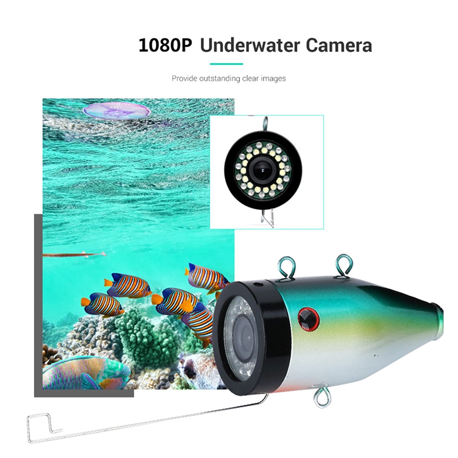 Podwodna kamera wędkarska, HD 1080P. Nagrywanie Fish Fisher Podwodny Kamera Wędkarska 15 sztuk Biała LE DS + 15 sztuk IR LE. DS. HD. Kamera rybacka z kartą 16G