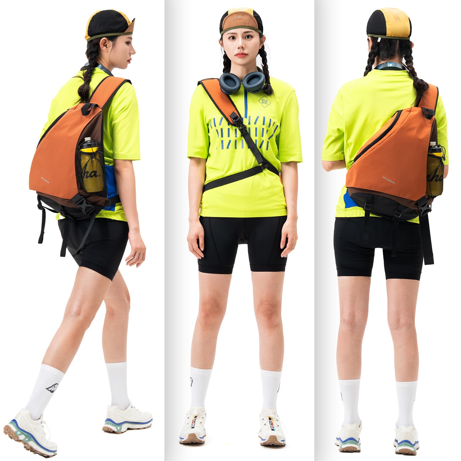 ROCKBROS Plecak Sling Duży, Plecak Sling z Zapięciem Magnetycznym, Torba Krzyżowa z Wieloma Przegrodami na Outdoor, Rower, Podróże, Wędrówki, Mężczyźni i Kobiety