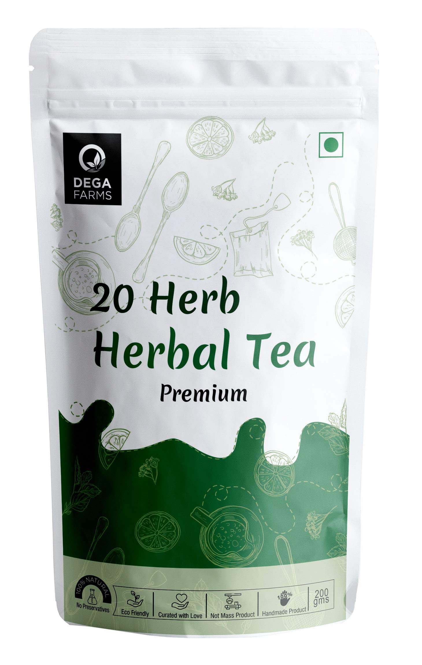 DEGA FARMS Premium 20 Herb Herbal Tea - 200GM | Made with 100% Pure, Organic & Natural Ingredients - Sedex Certified