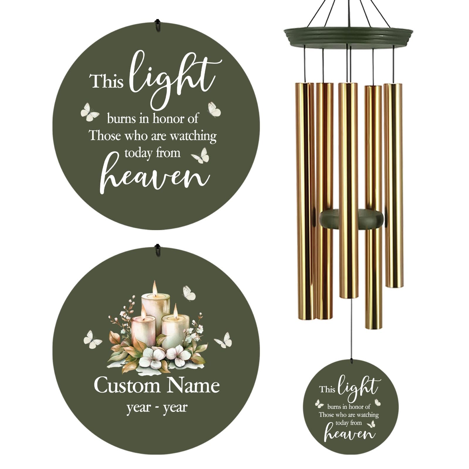 Personalized 30/36" Memorial Wind Chimes for Outside, Sympathy Gifts Wind Chime for Loss of Loved One, Beautiful Decor with Deep Tone, Ideal for Funeral, Remembrance &amp; Bereavement, Produced in Texas