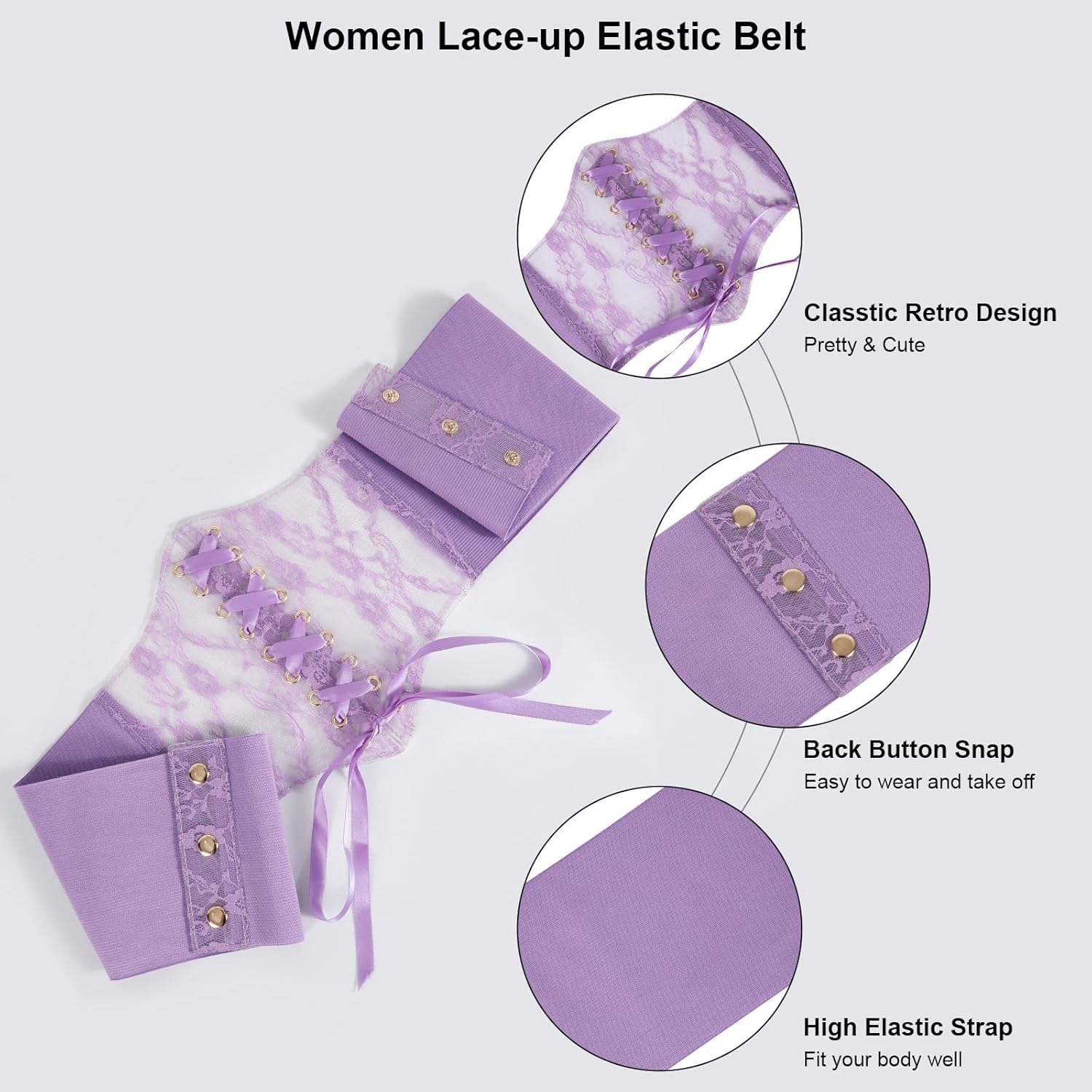 WHIPPY Women Lace-up Corset Waist Belt Transparent PVC Lace Crochet Petal Elastic Wide Belt for Dress - Image 4