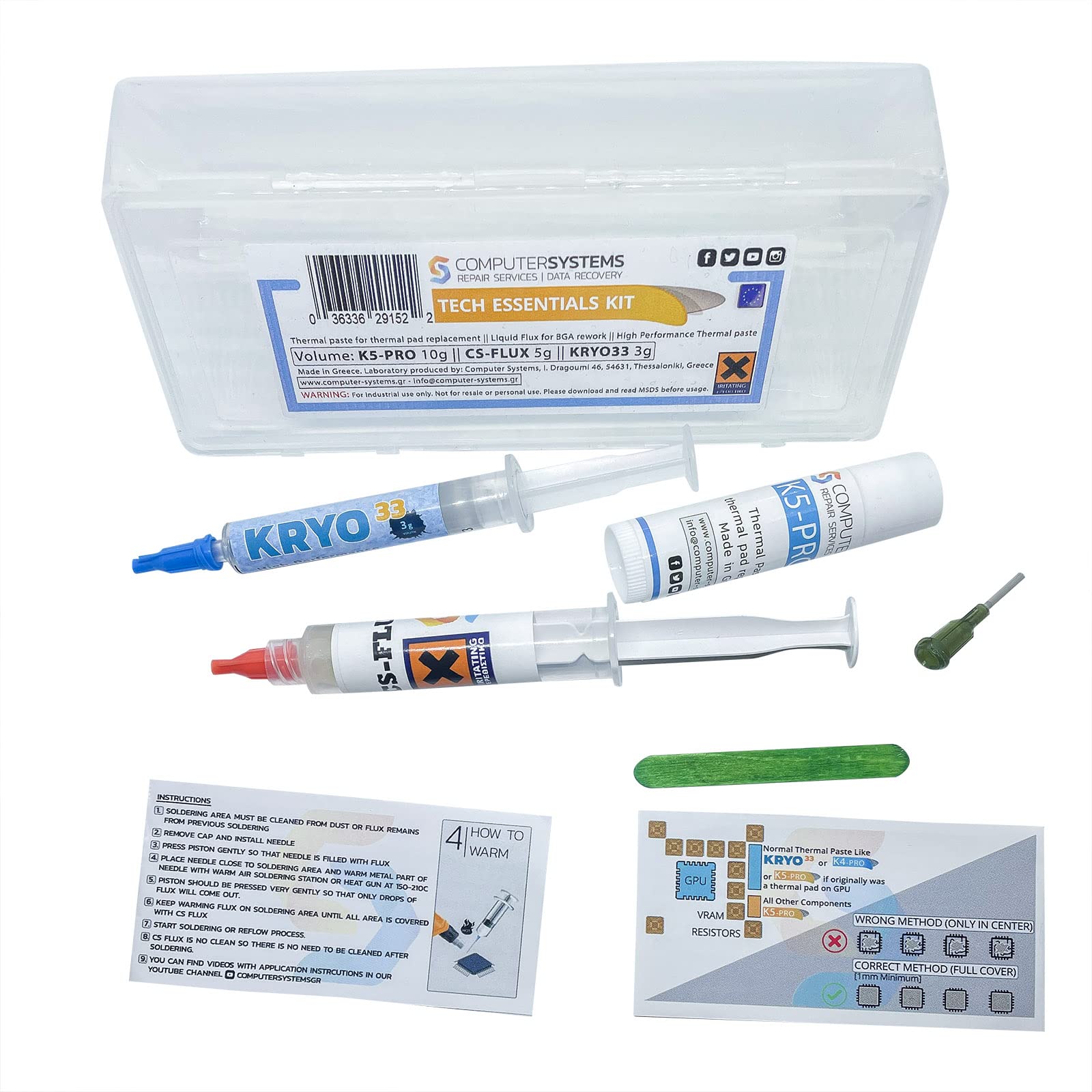 Tech Essentials KIT K5 PRO KRYO33 3g, CS-Flux 5g, K5 PRO 10g Compatible with Apple iMac, Asus ROG, Acer Nitro, MSI laptops, RTX 3080, PS4, Nintendo Switch, Xbox, CSGR