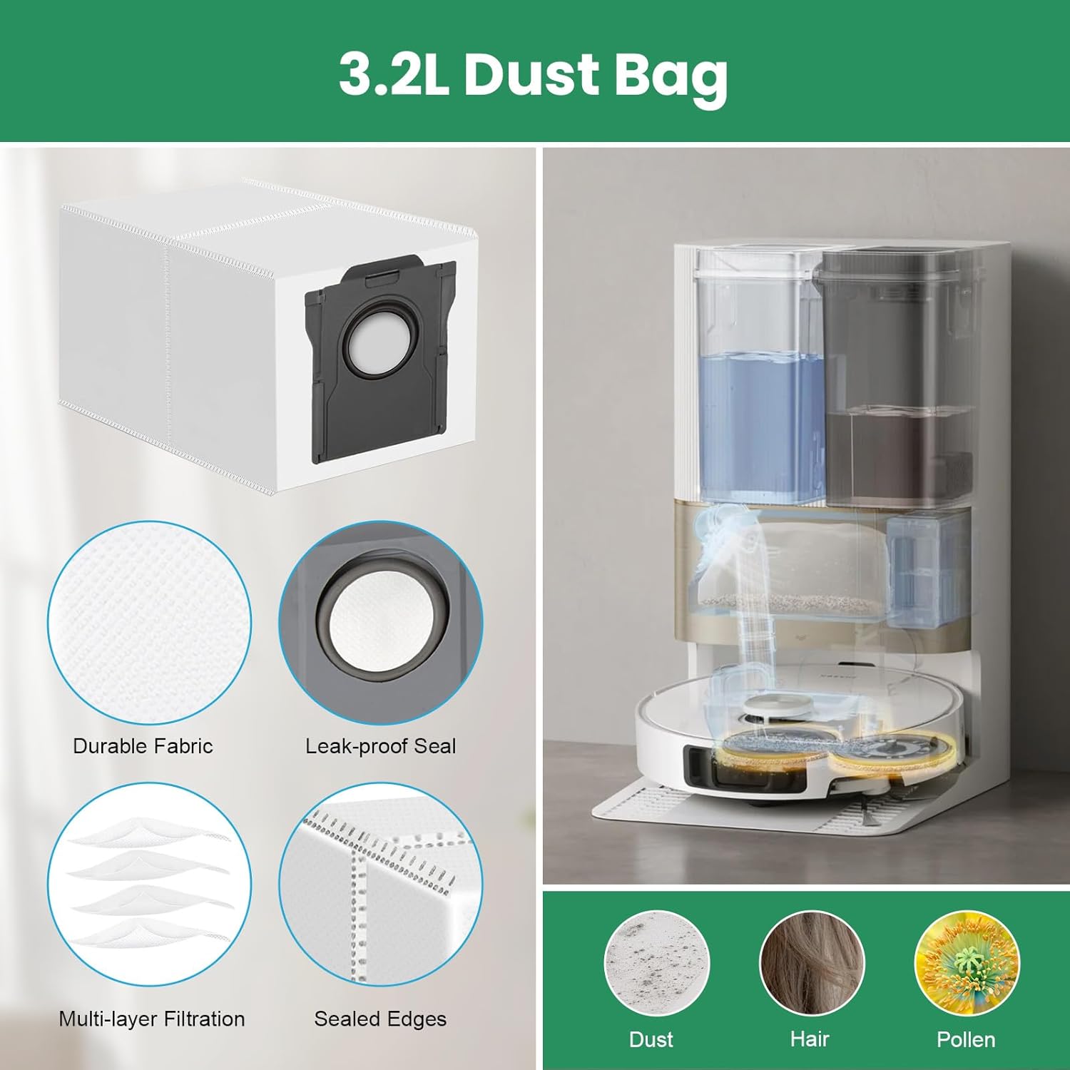34Pcs Accessories Kit for Dreame L40 Ultra Gen 2/ X40 Ultra/Master/Mova P10/ P50 Pro Ultra Robot Vacuum&Mop, 2Rubber Brush, 8Dust Bags, 8Filters, 8Mop Pads, 6Side Brushes, 1Clean Brush, 1Screwdriver