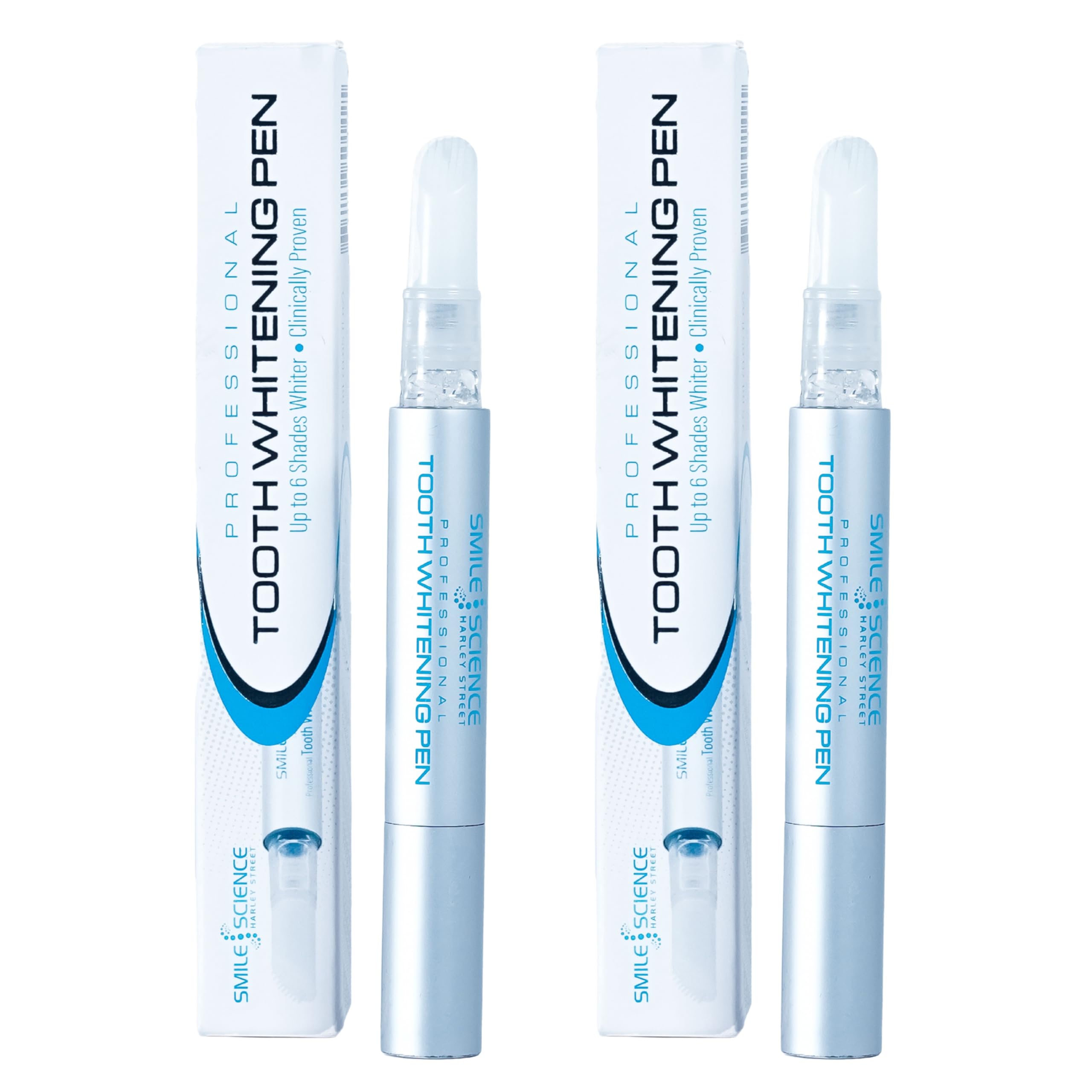 Smile Science Harley Street - Dual Professional Advanced Teeth Whitening Pen (Pack of 2) - Upto 8 Shades Whiter - 100% safe for Enamel - Vegan - For Sensitive Teeth - Rapid Results - Clinically Proven
