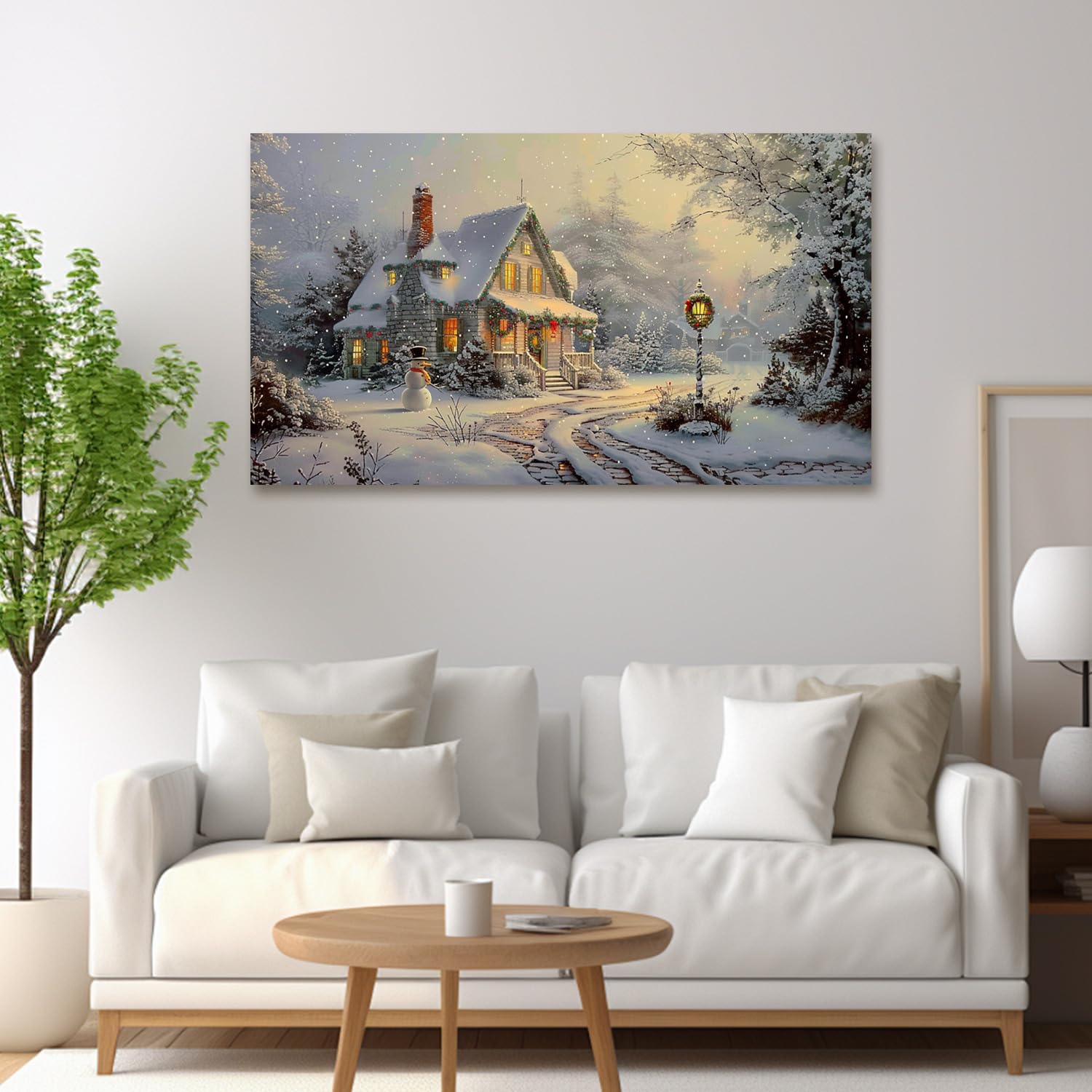 Amazon｜BOHU ARTS トーマス キンケード クリスマス キャンバスアート