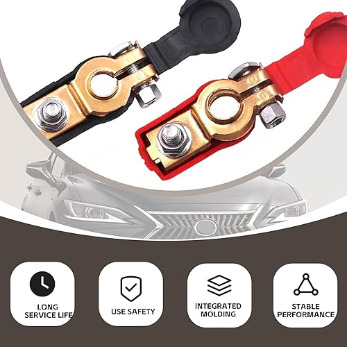 Miniatura 4 de NTNEV Kit universal de clasificación de conectores de terminales de batería de automóvil negativos y positivos, terminal de batería de cobre puro