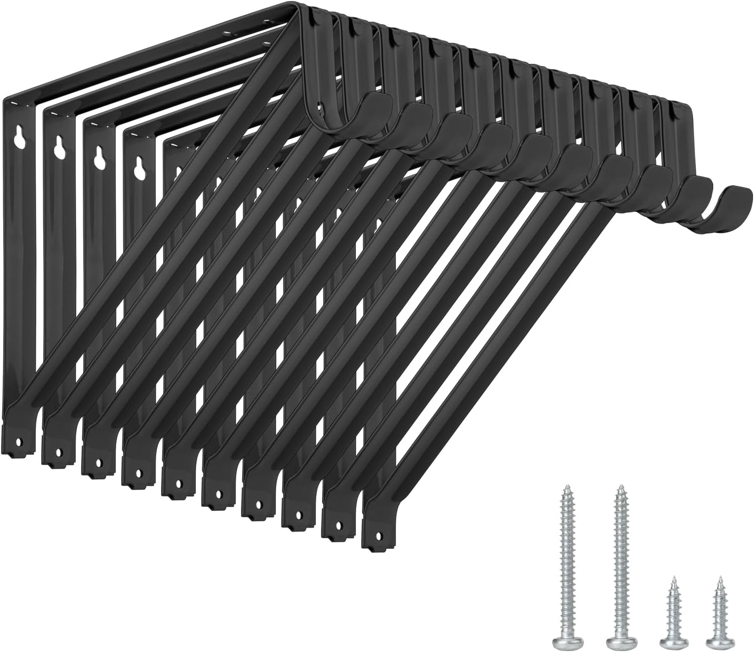 10 Pack Heavy Duty Closet Shelf & Rod Brackets, Wall Mounted Closet Shelf Brackets, 11 x 9.45 Inch Closet Shelf Brackets with Rod Support, White